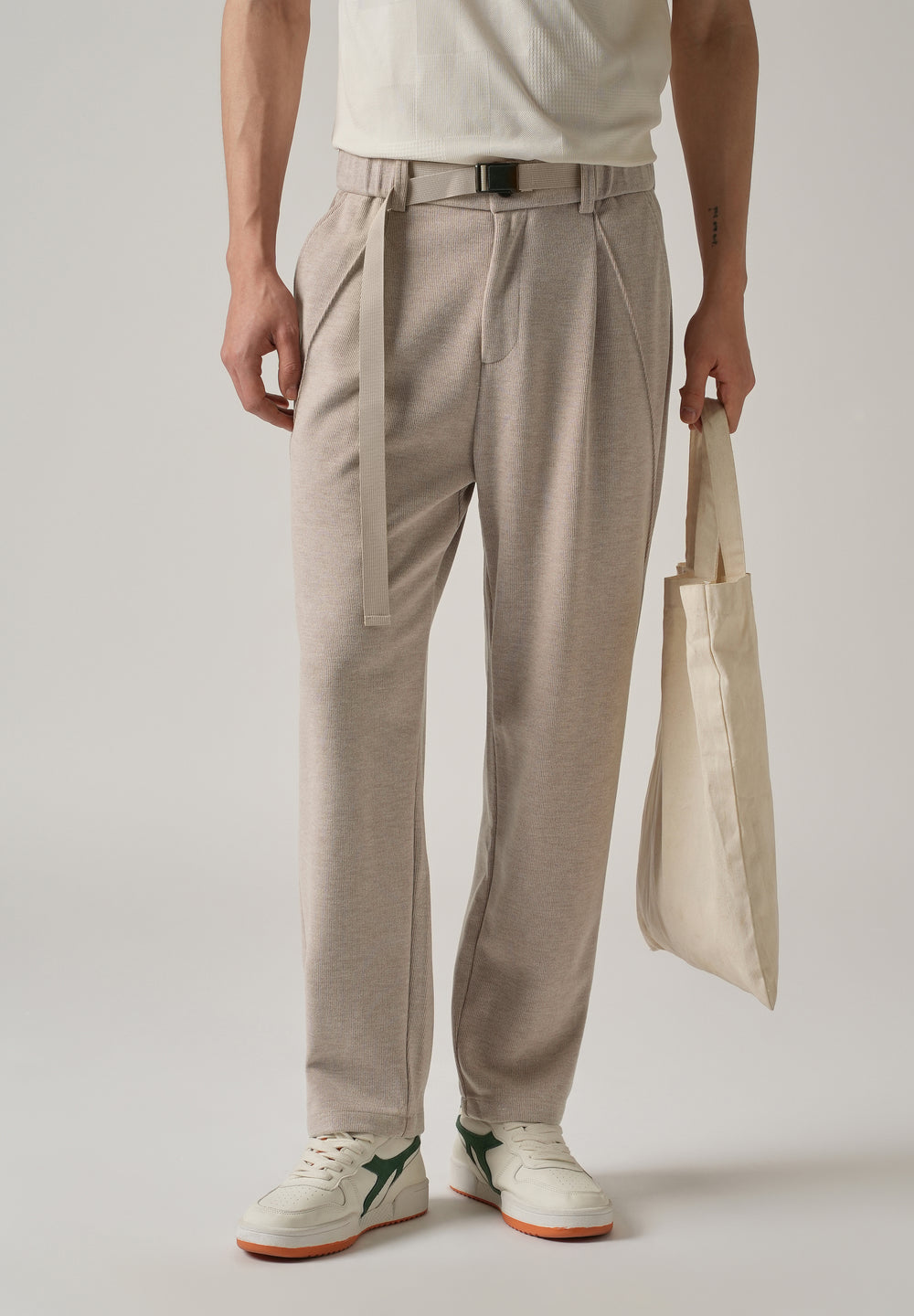 Beige Corduroy Relaxed Fit Pant