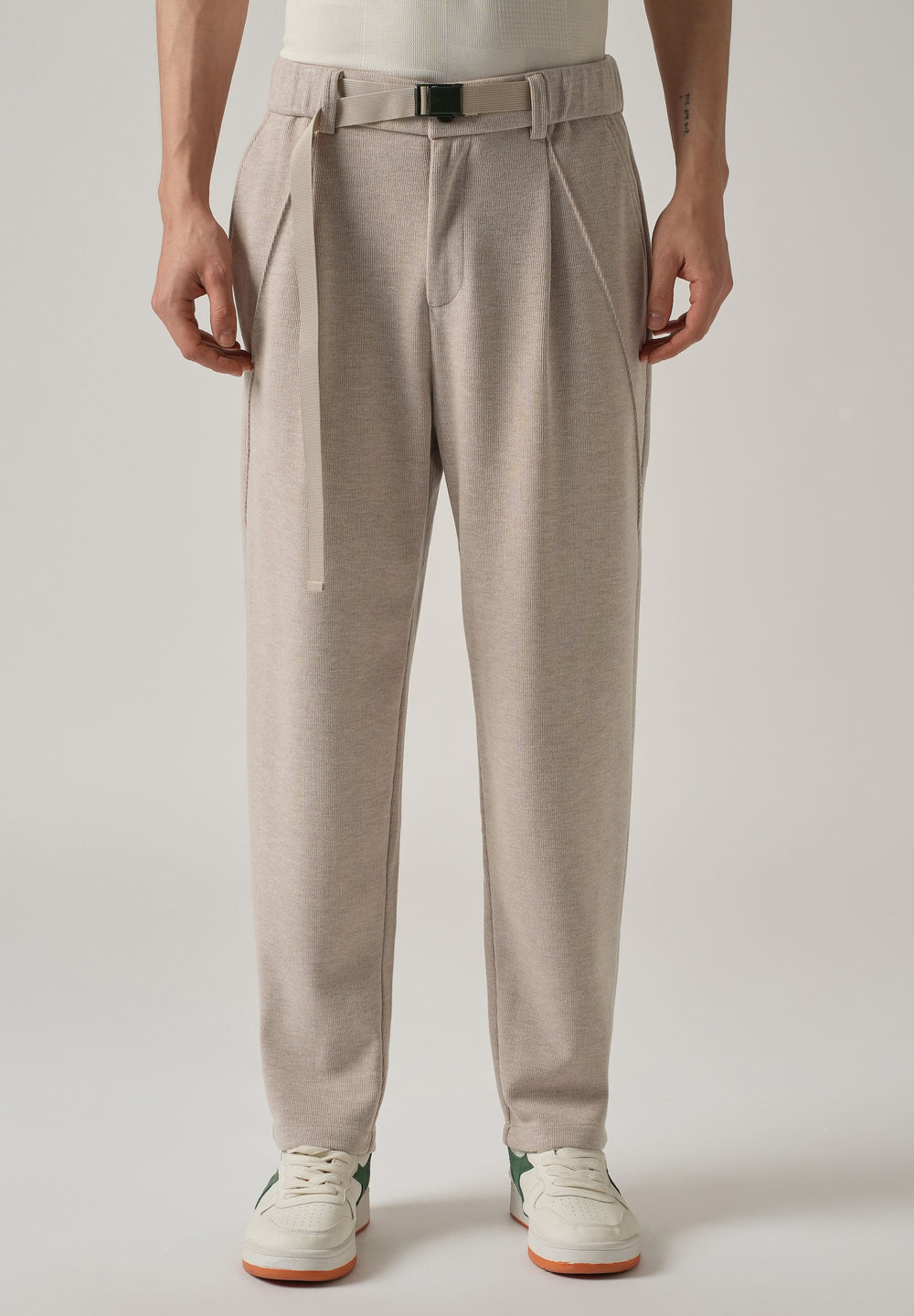 Beige Corduroy Relaxed Fit Pant