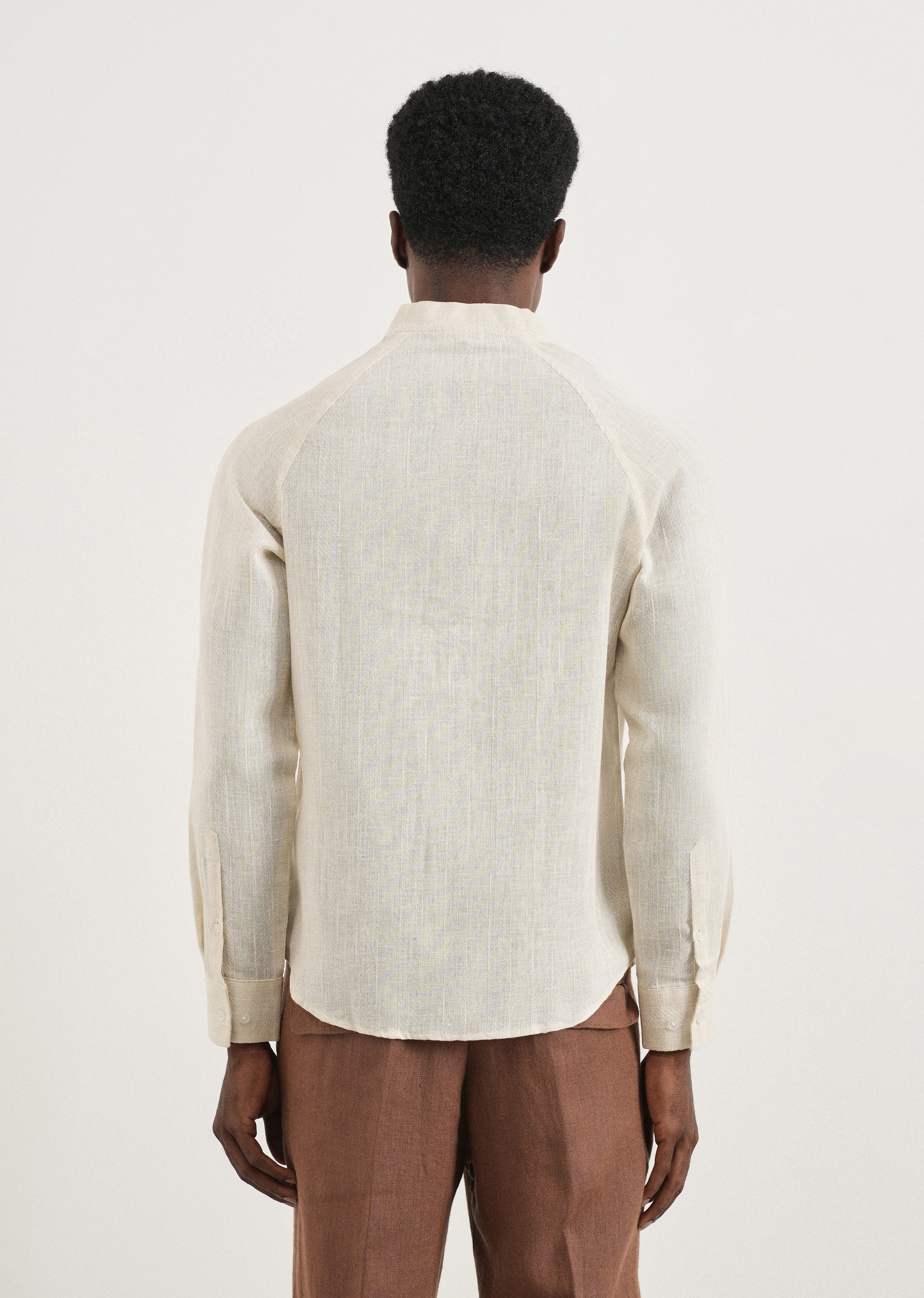 Beige Self Pattern Raglan Shirt