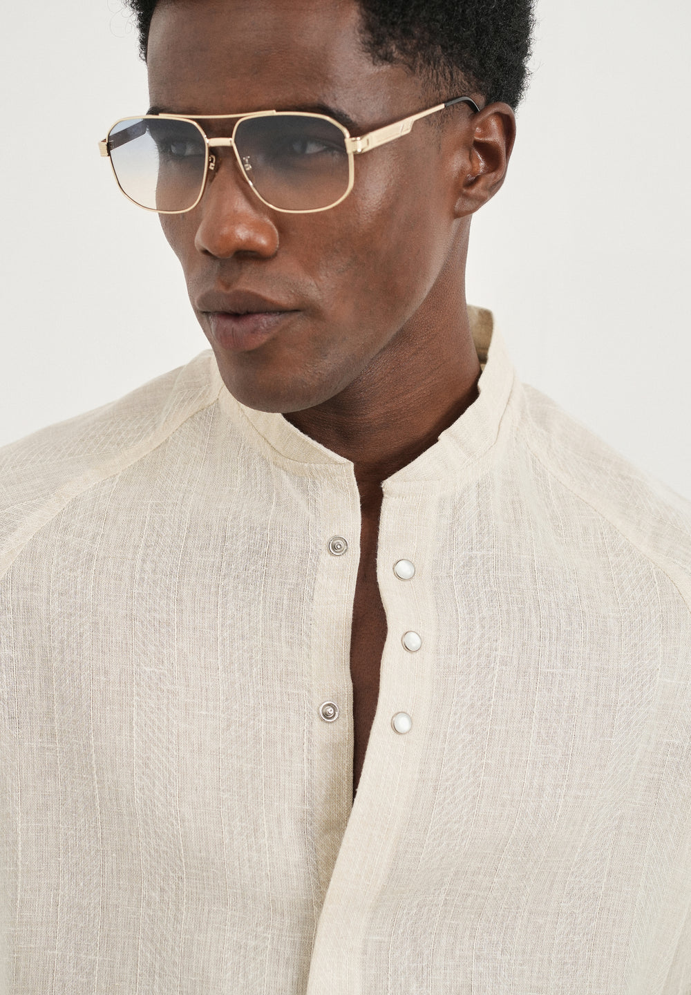 Beige Self Pattern Raglan Shirt
