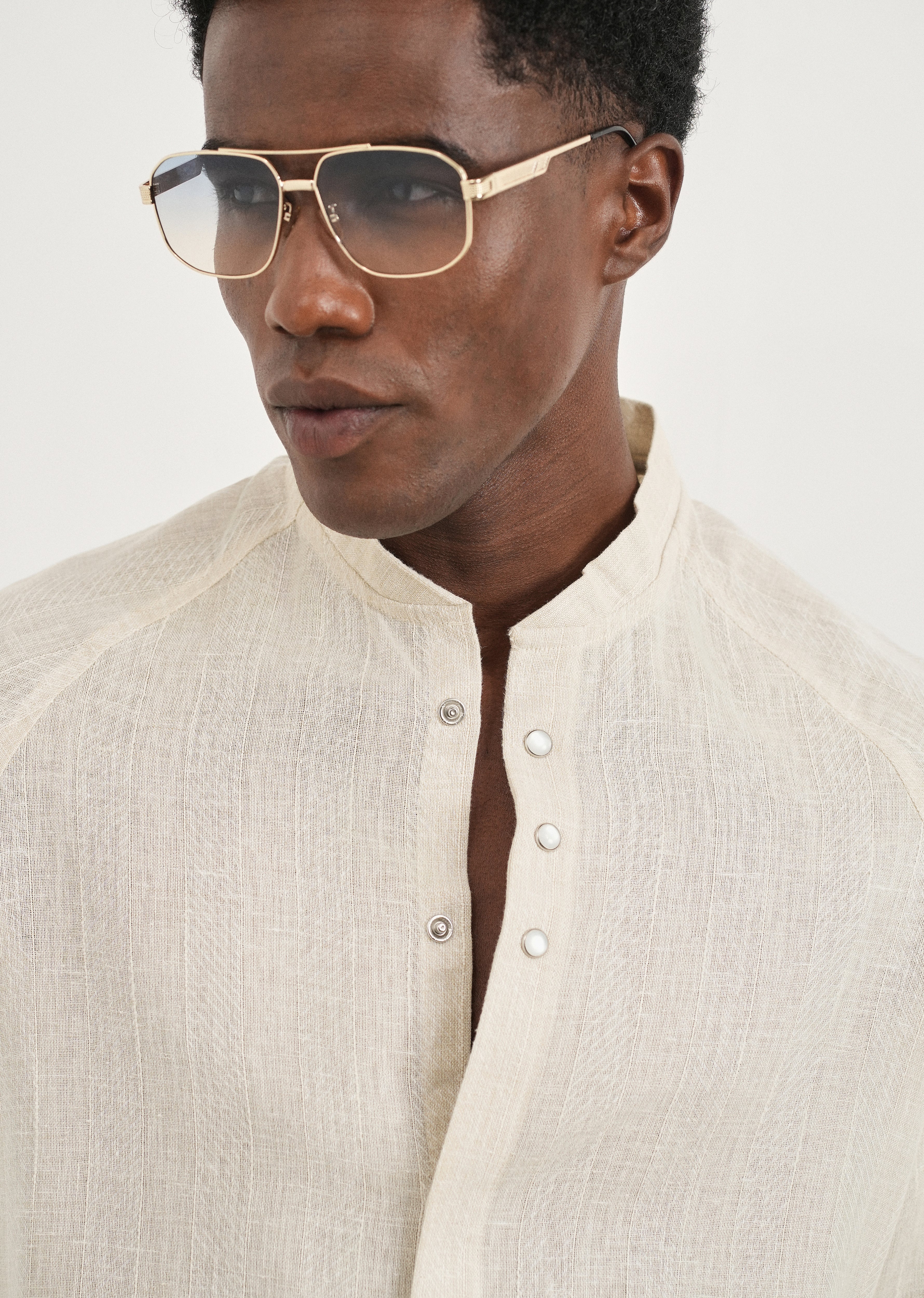Beige Self Pattern Raglan Shirt