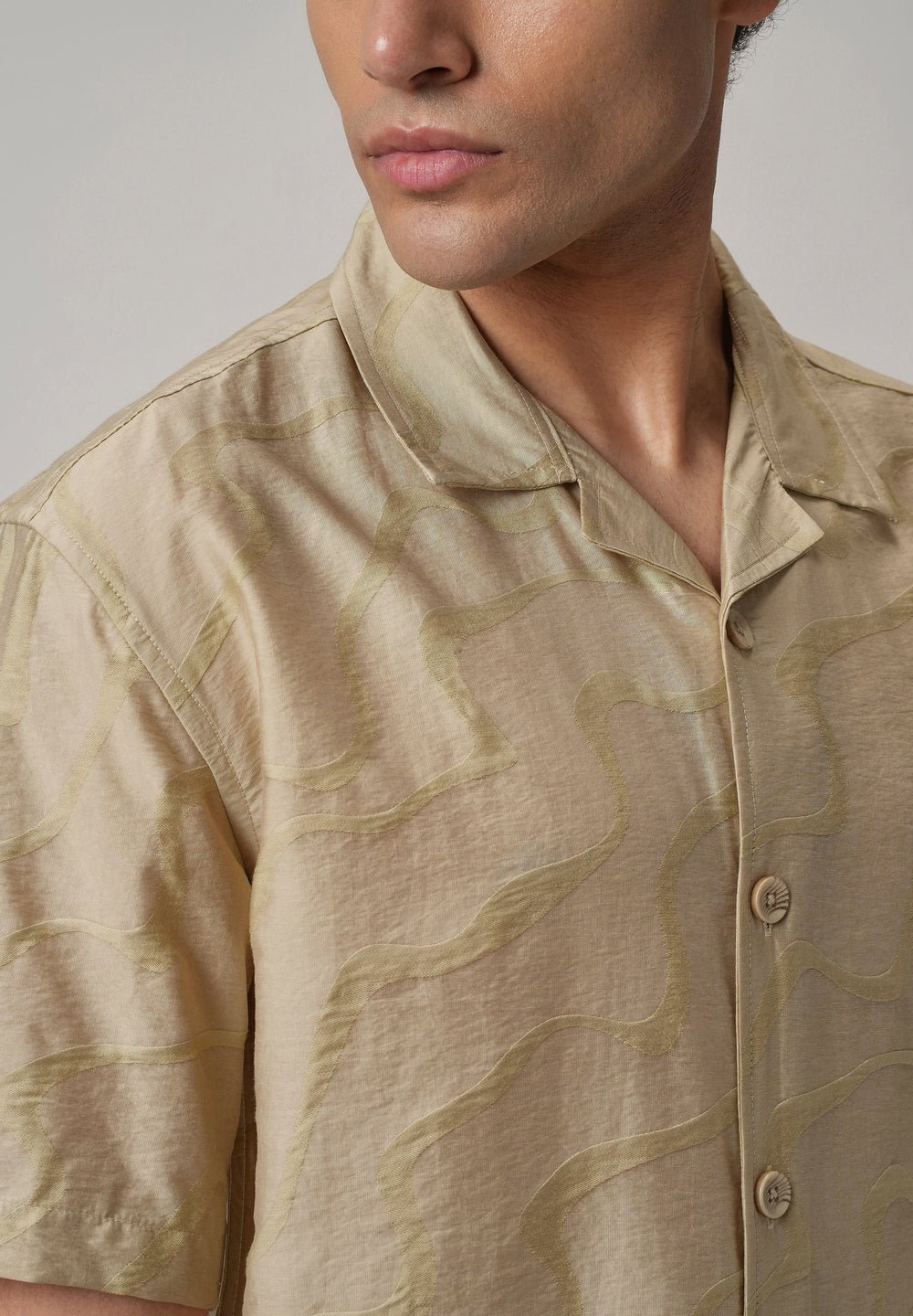 Beige Self Pattern Shirt