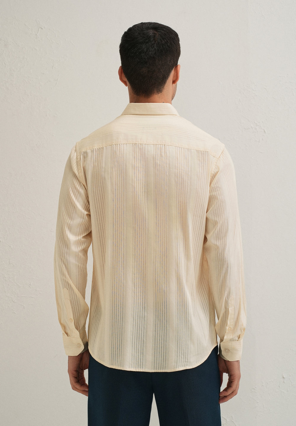 Beige Self Striped Shirt