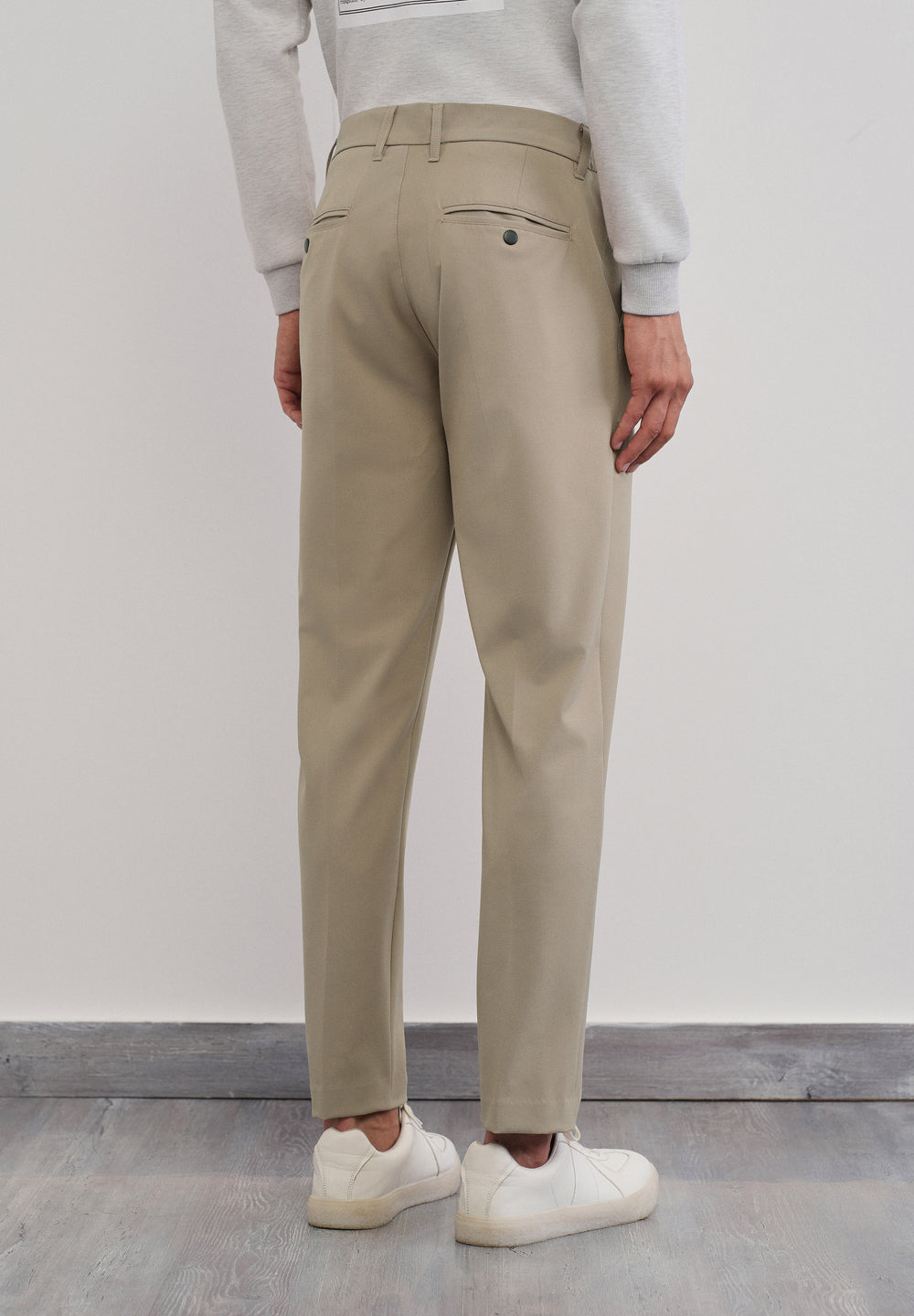 Beige Semi-Elastic Slim Fit Trouser