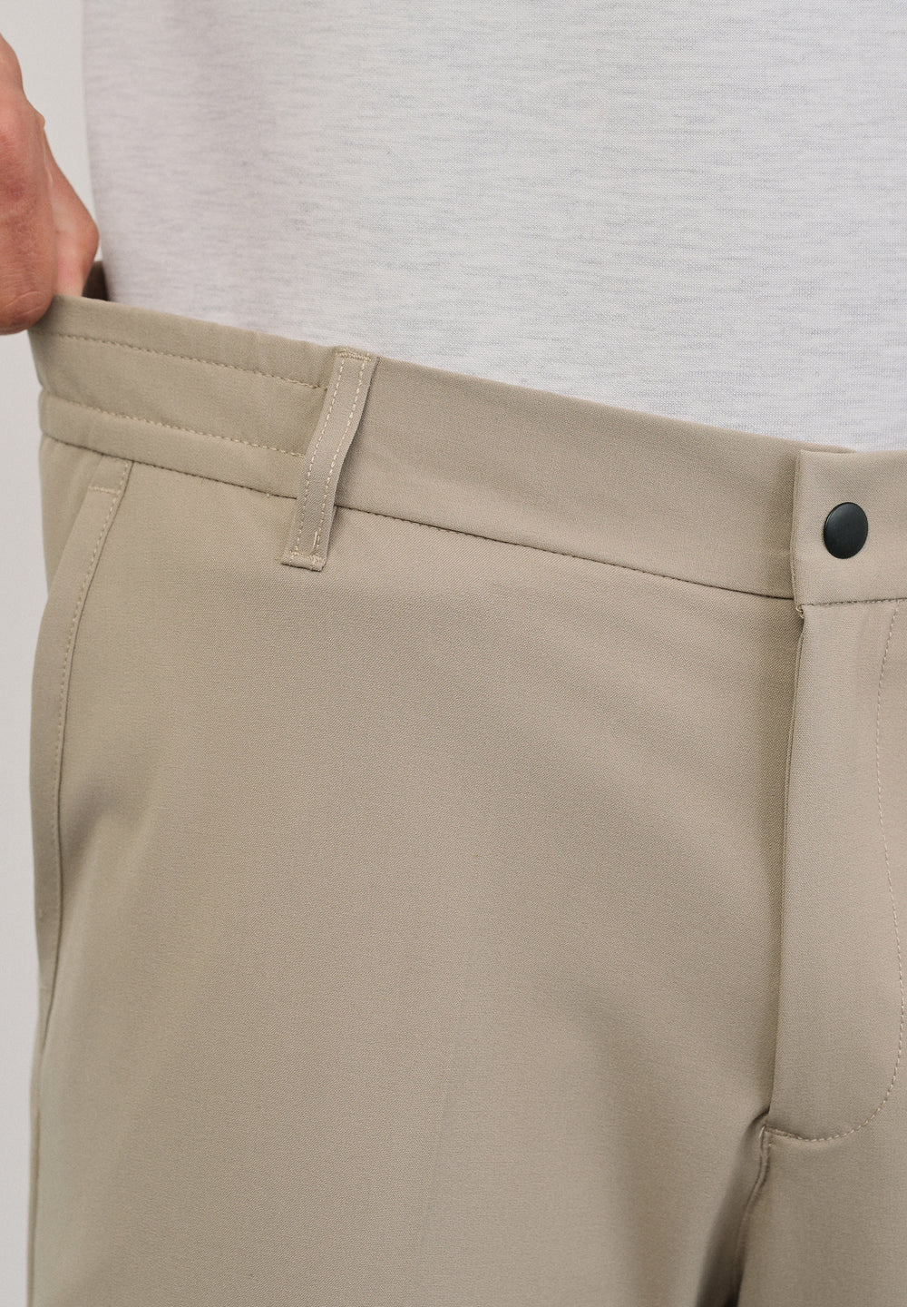Beige Semi-Elastic Slim Fit Trouser