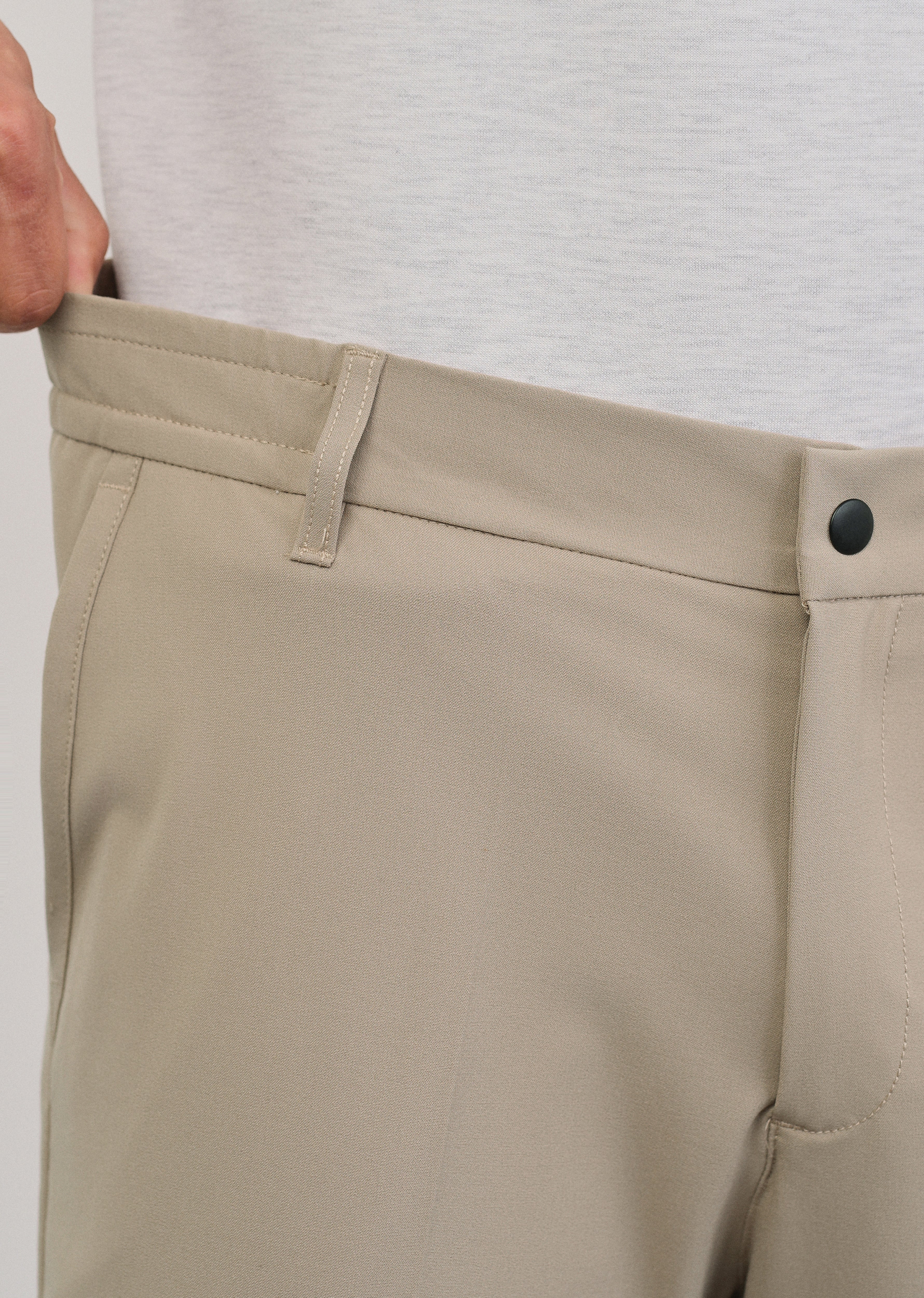 Beige Semi-Elastic Slim Fit Trouser