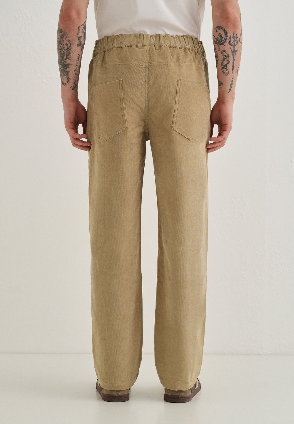 Beige Semi-Elasticated Corduroy Pant