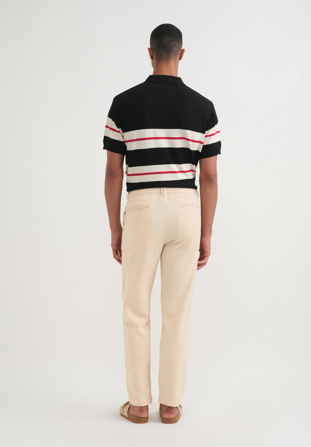 Beige Semi-Elasticated Textured Pant