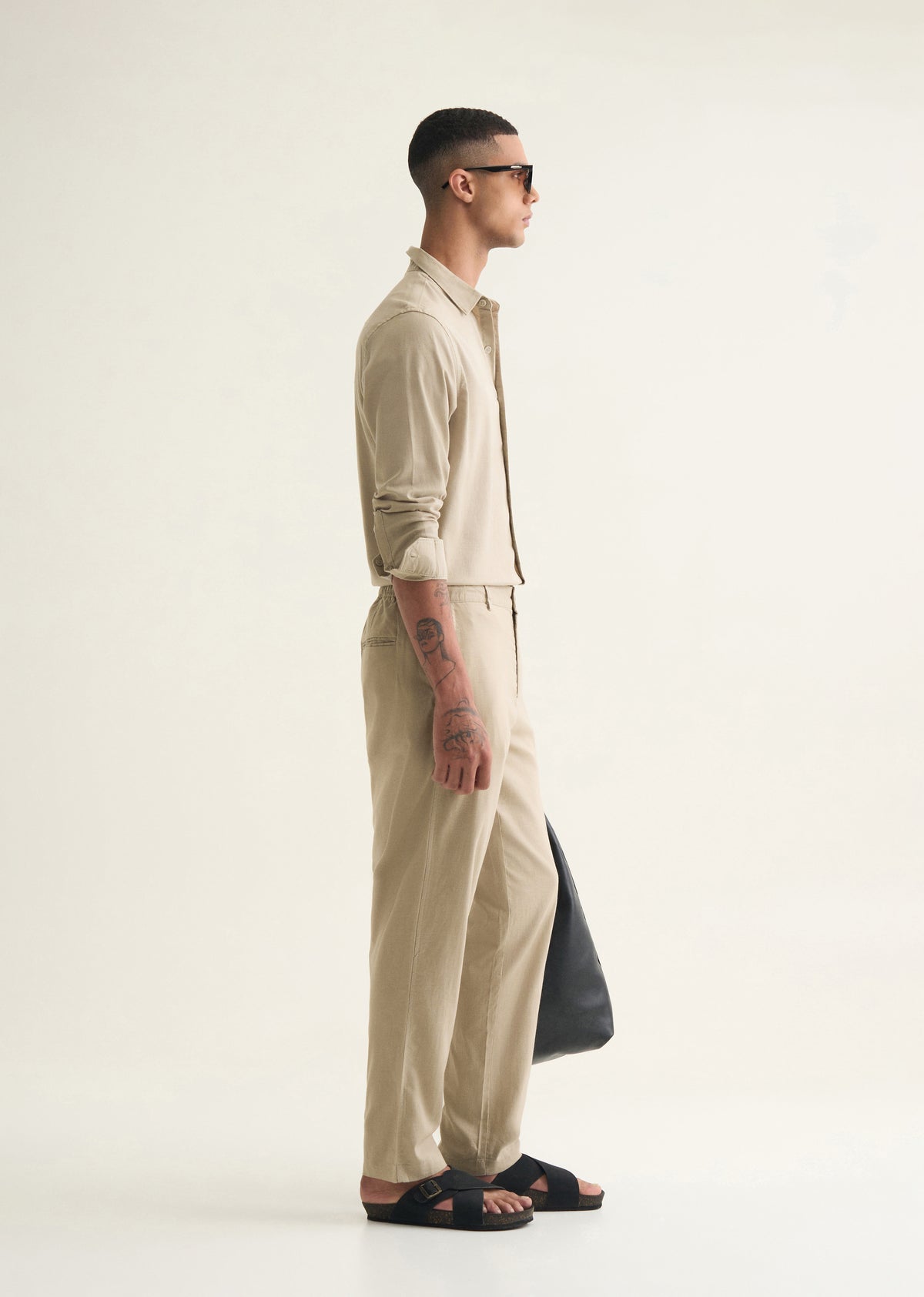 Beige Semi-Elasticated Trouser