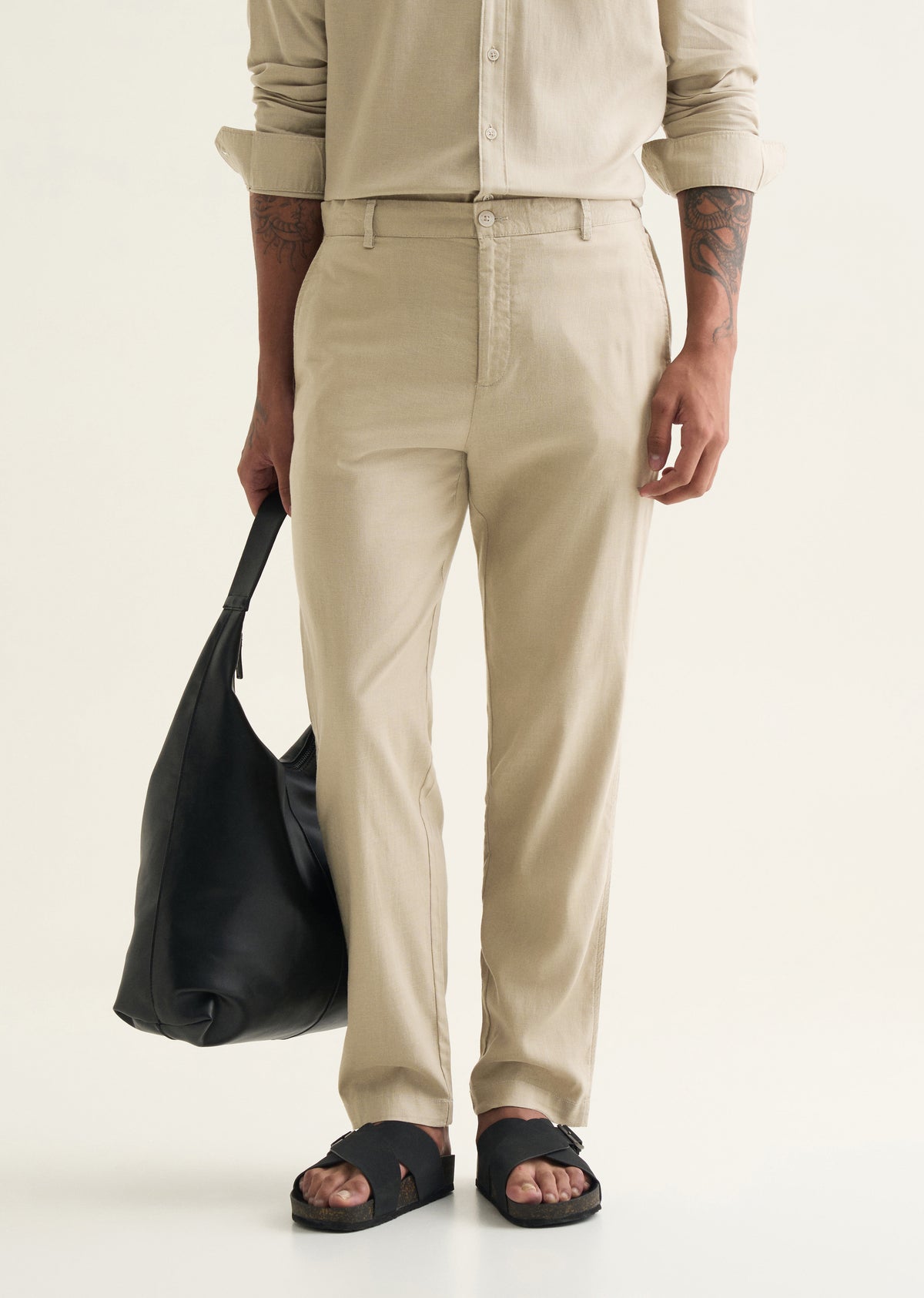 Beige Semi-Elasticated Trouser