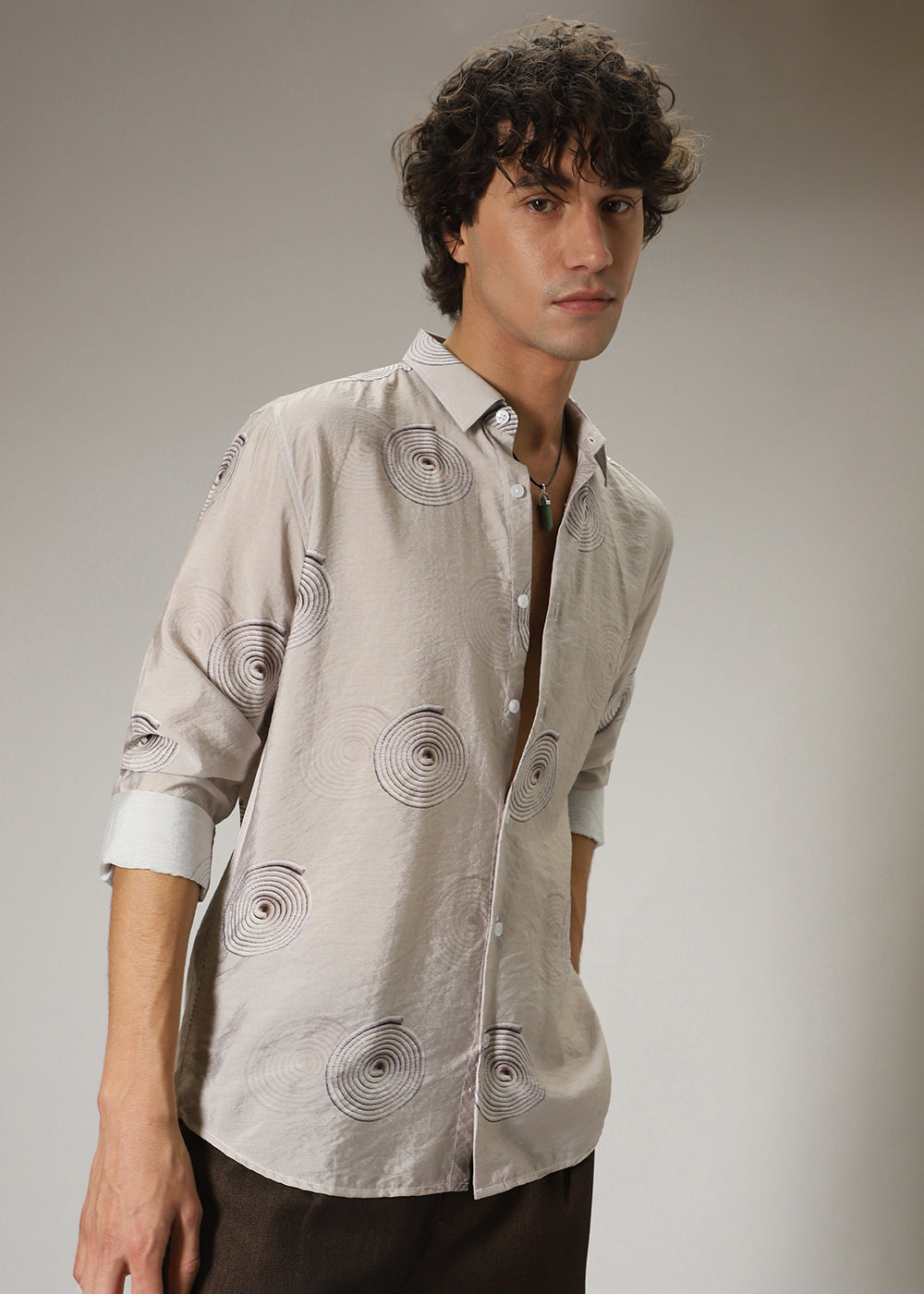 Beige Spiral Print shirt