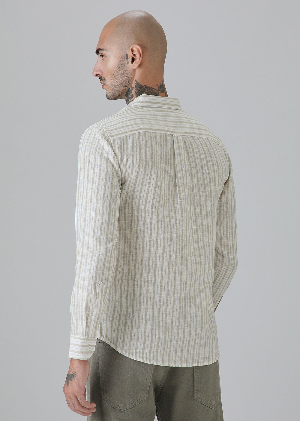 Beige Stripe Linen Shirt