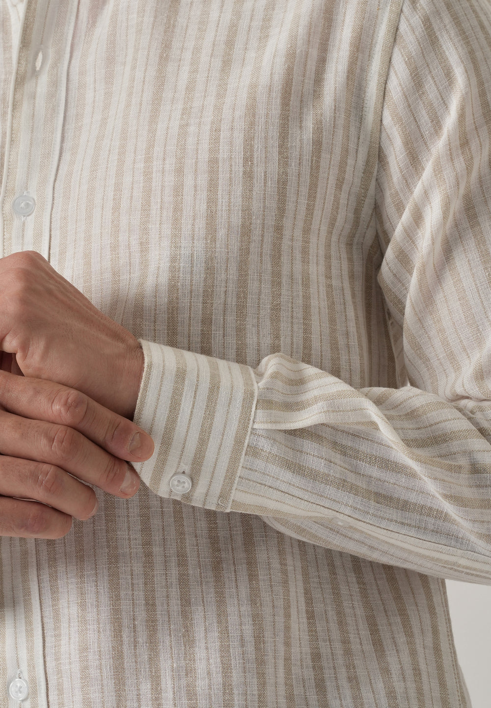 Beige Stripe Linen Shirt