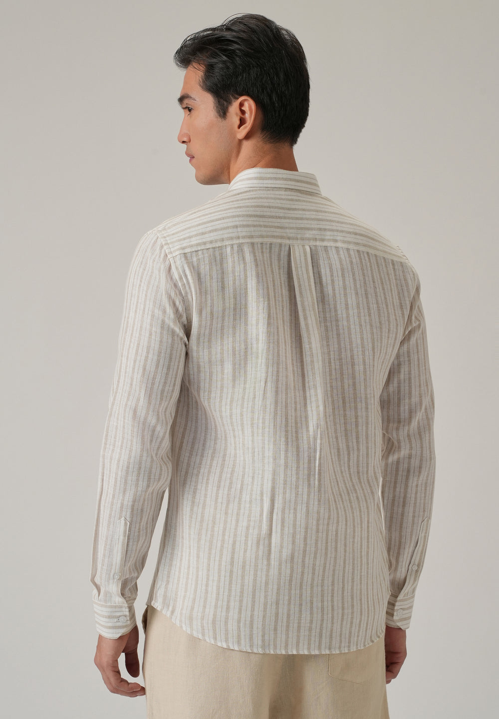 Beige Stripe Linen Shirt