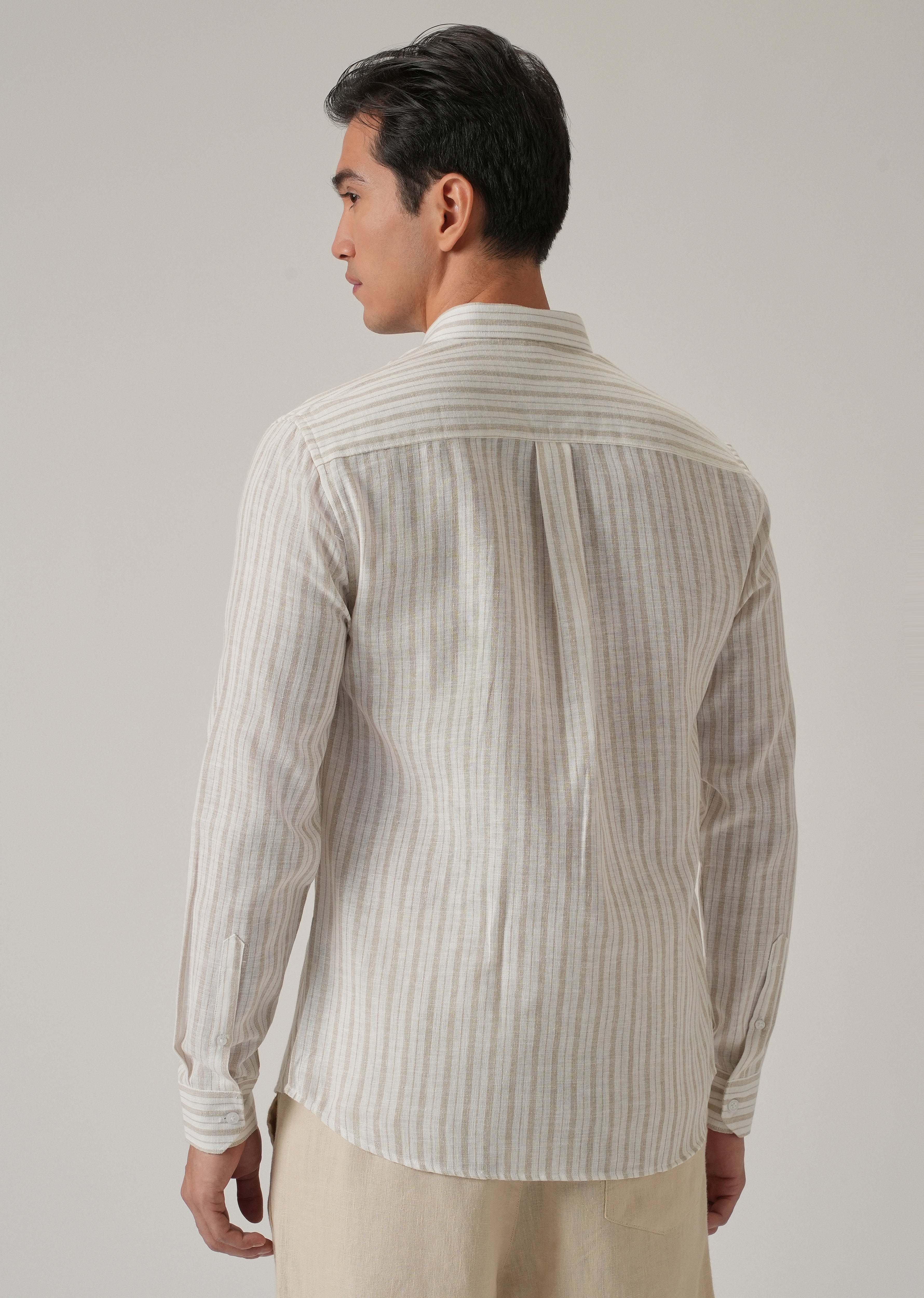 Beige Stripe Linen Shirt