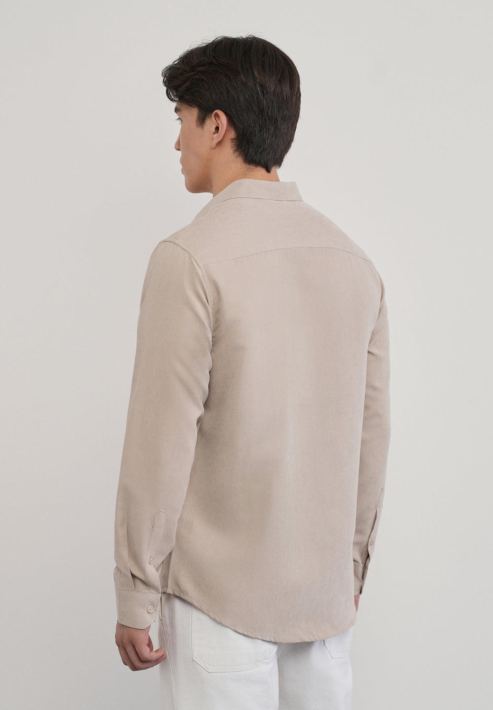 Beige Suede Plain Shirt
