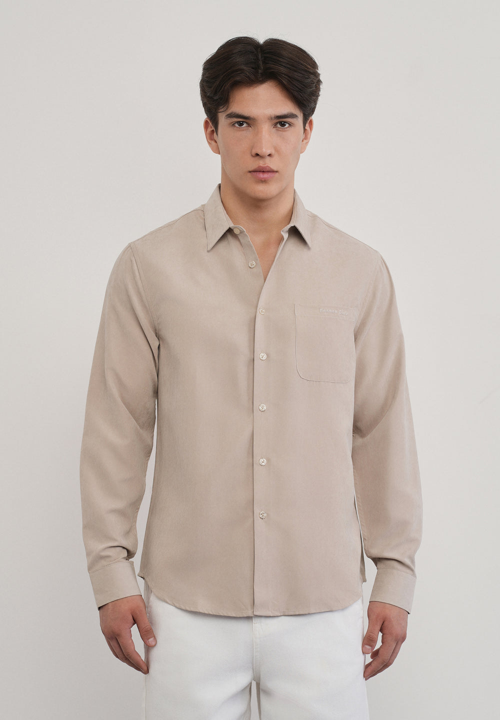 Beige Suede Plain Shirt