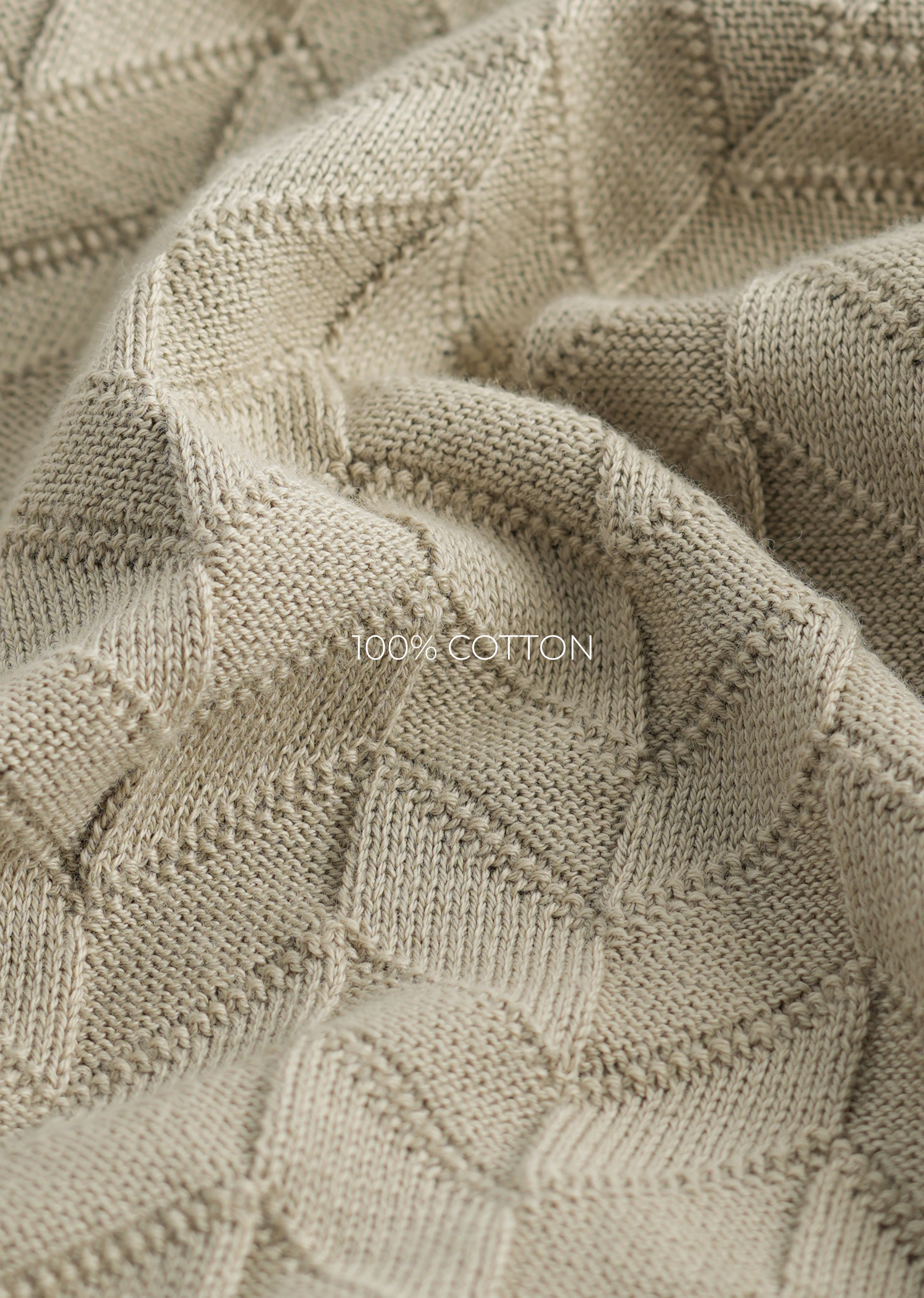 Beige Textured Knitted Polo