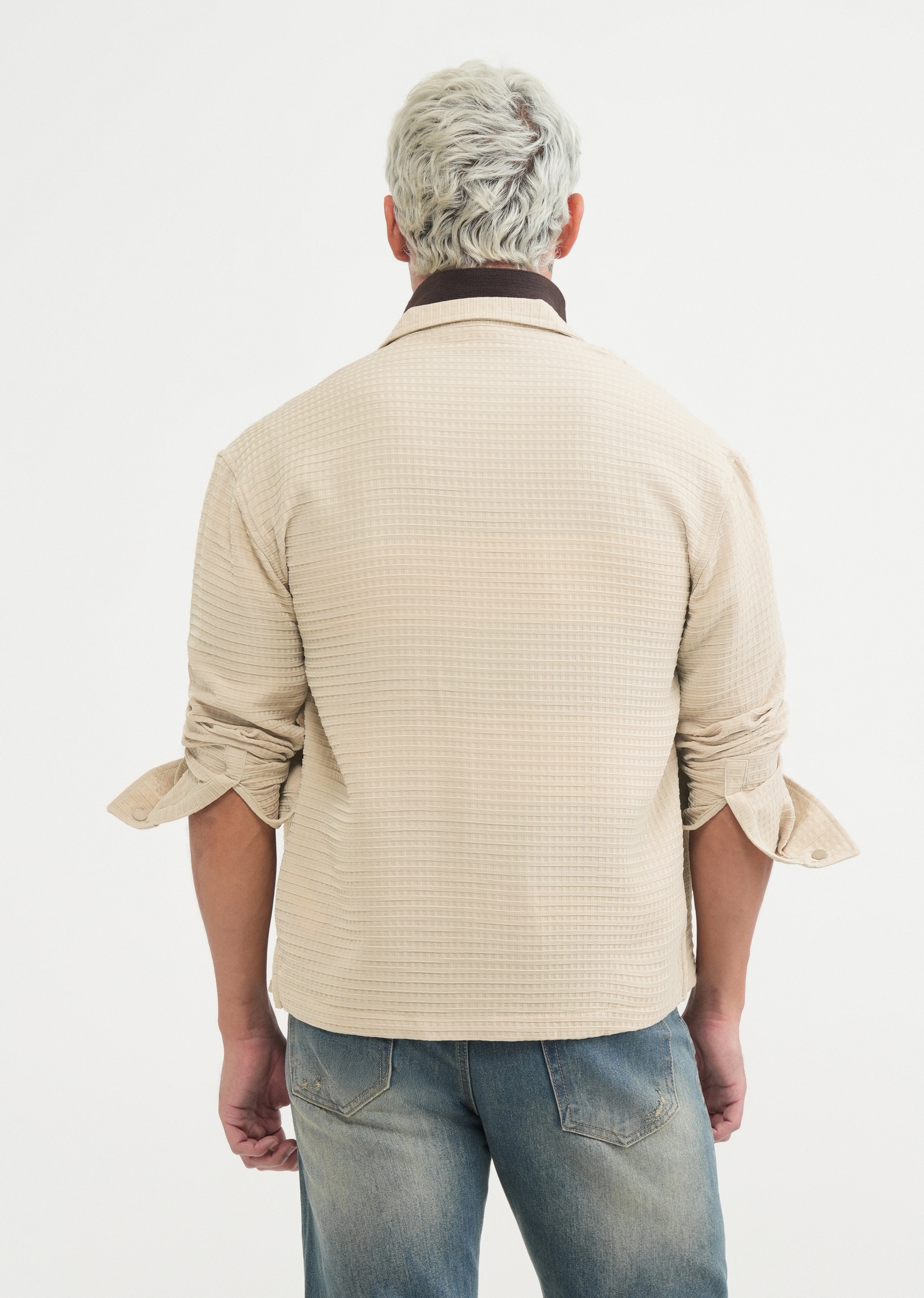 Beige Textured Shacket