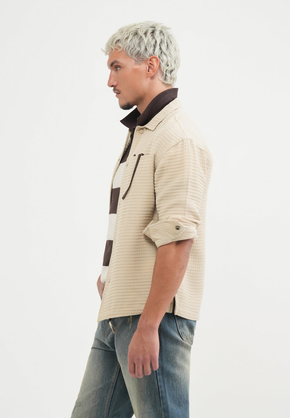 Beige Textured Shacket
