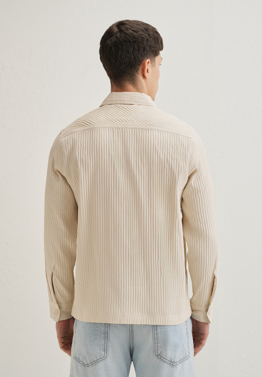 Beige Textured Utility Shacket