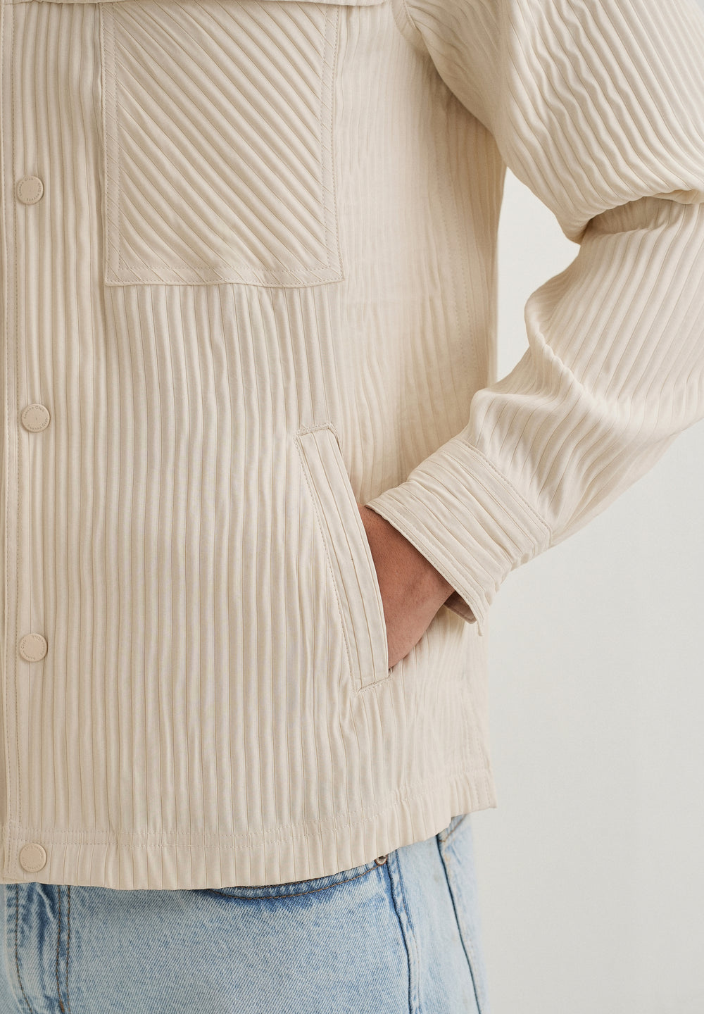 Beige Textured Utility Shacket