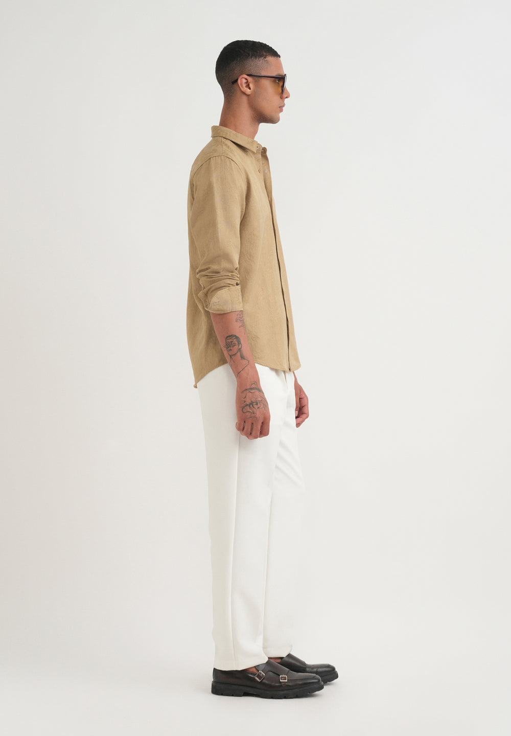 Beige Tropical Jacquard Shirt