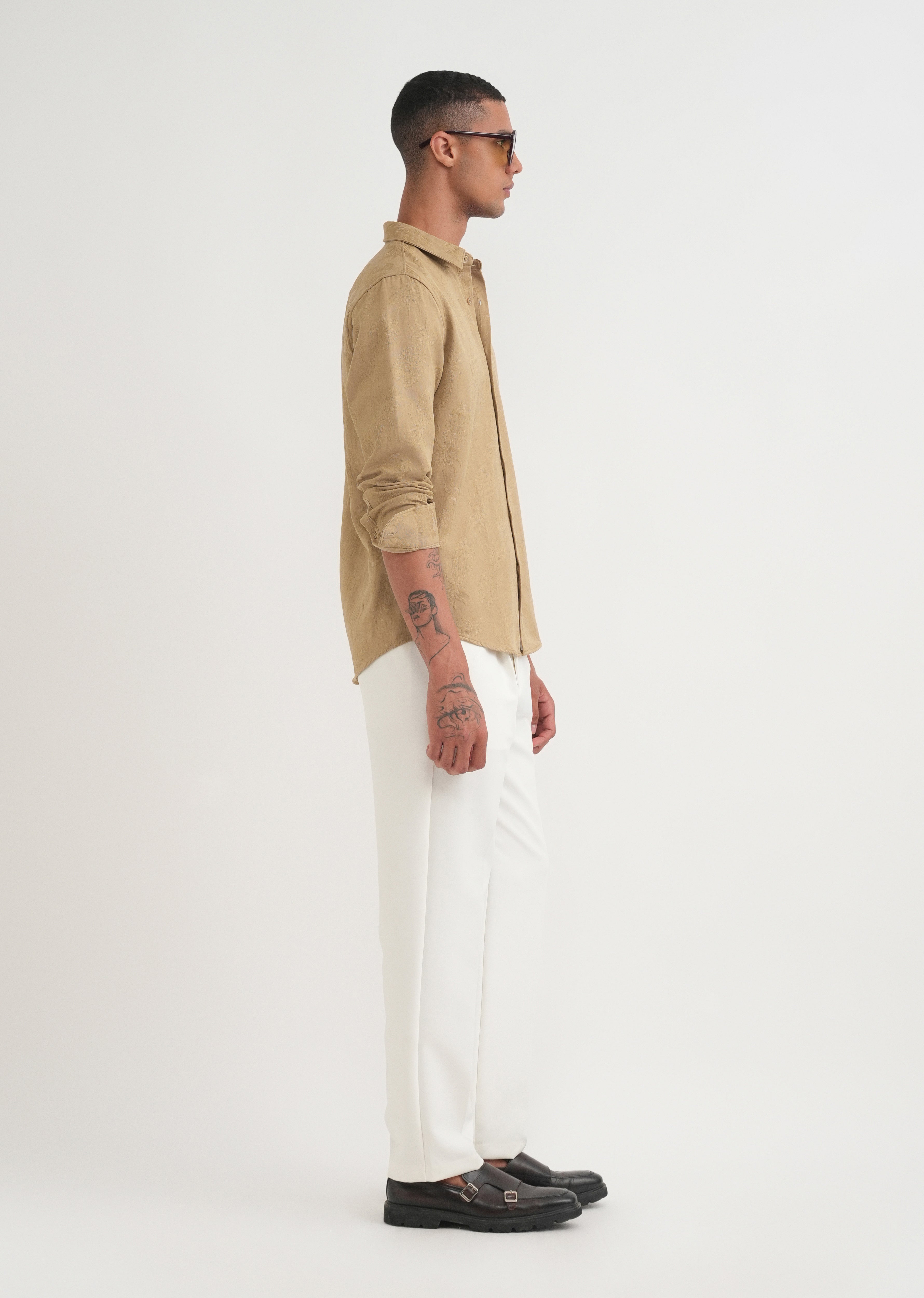 Beige Tropical Jacquard Shirt
