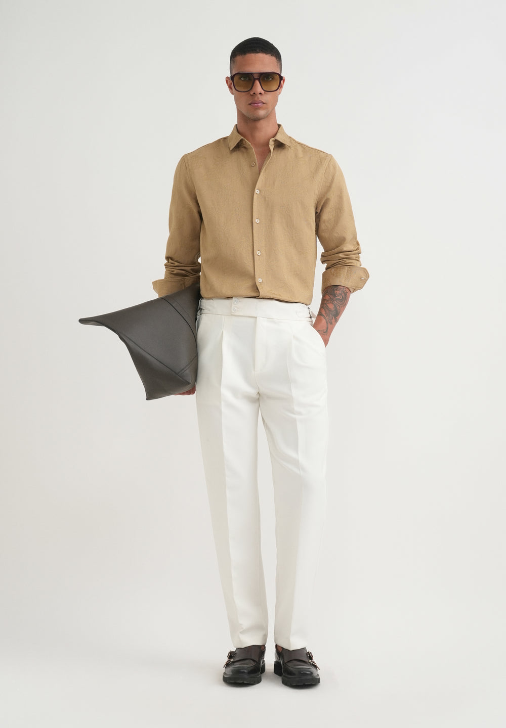 Beige Tropical Jacquard Shirt