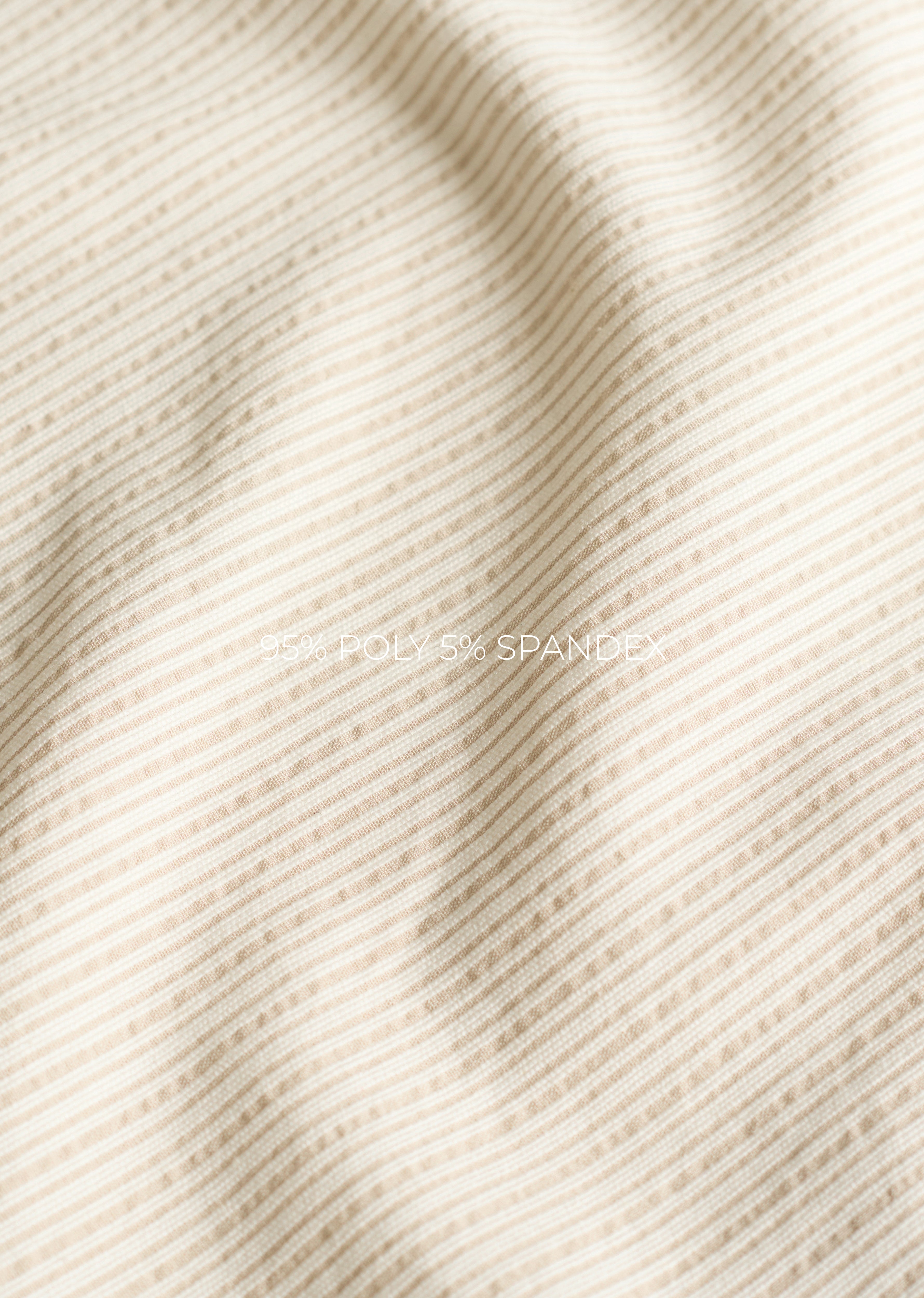 Beige Typography Printed Self-Stripe Shirt