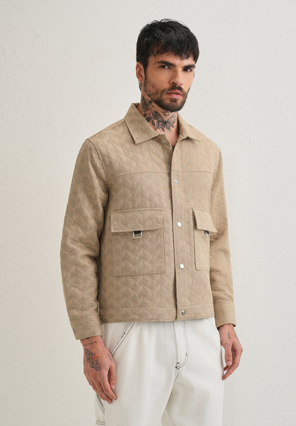 Beige Utility Shacket