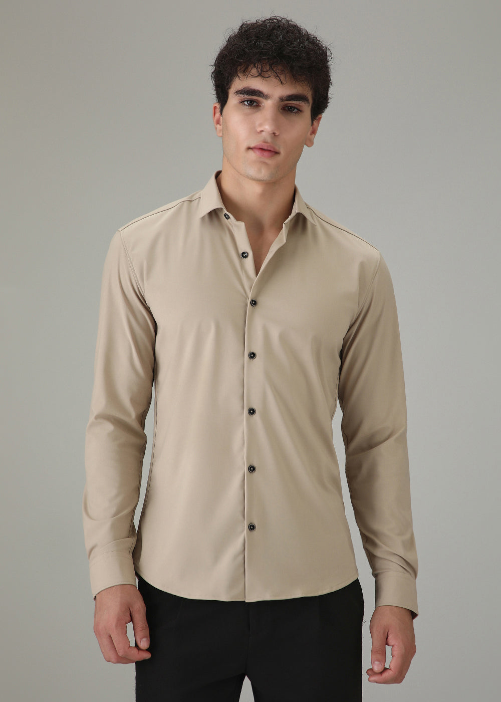 Beige Wrinkle Free Shirt