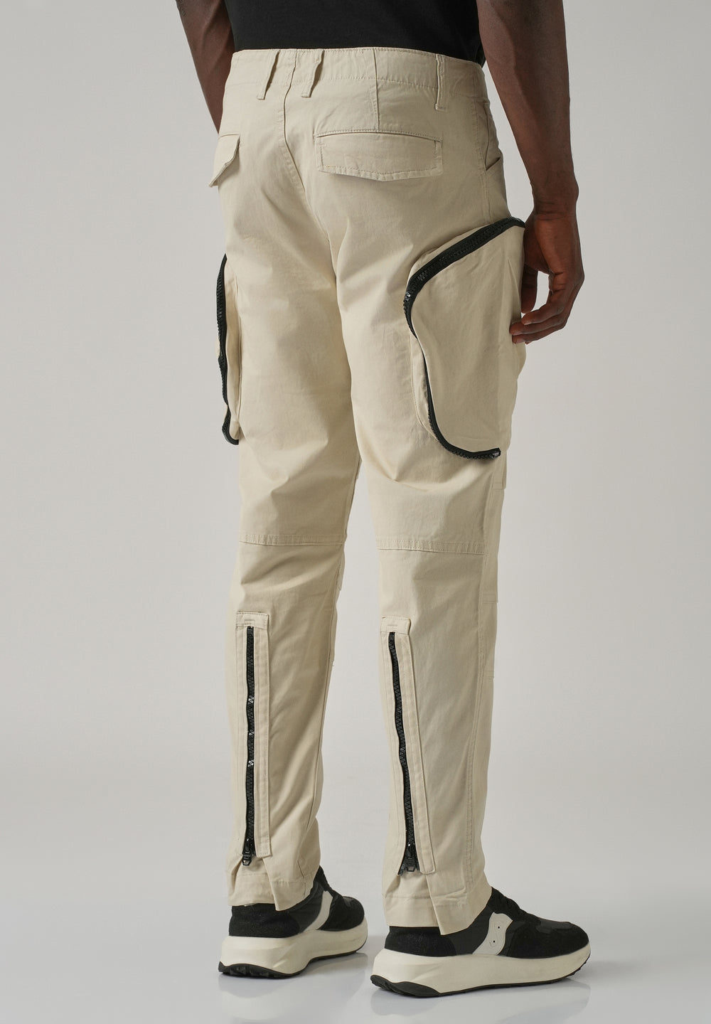 Beige Zipper Cargo Pant