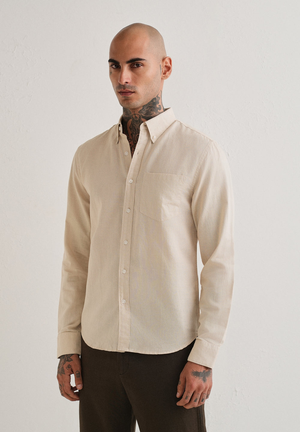 Beige Cotton Linen Shirt