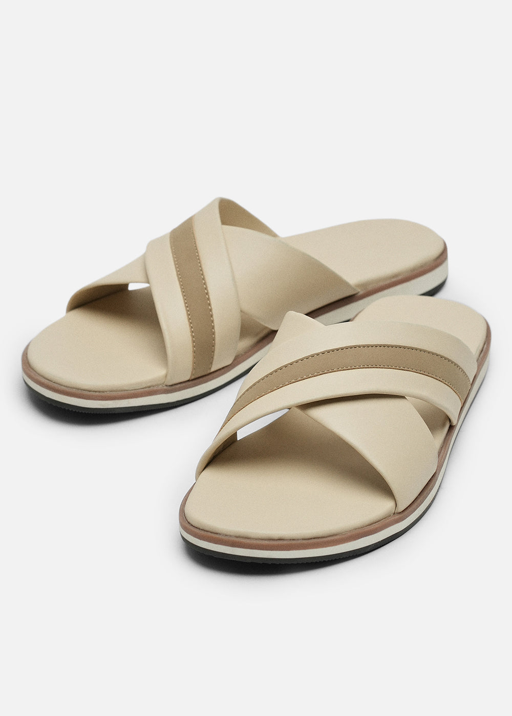 Beige Cross-Strap Comfort Sandals