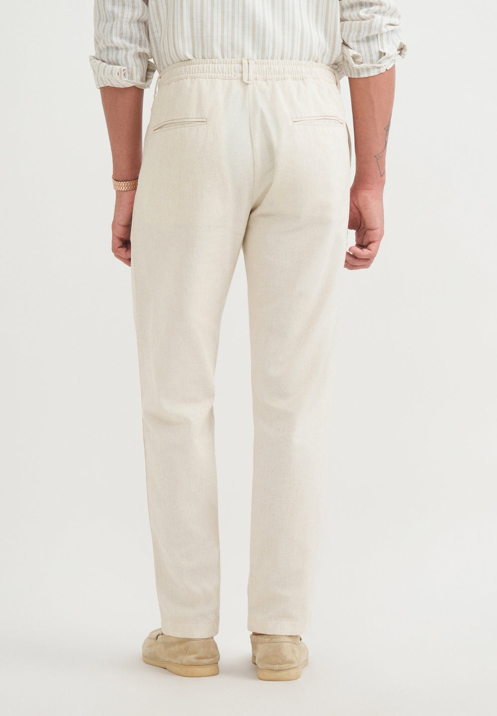 Beige Semi-Elasticated Relaxed Fit Trouser