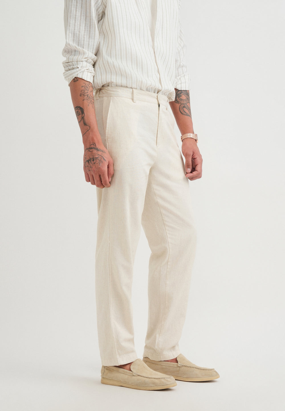 Beige Semi-Elasticated Relaxed Fit Trouser
