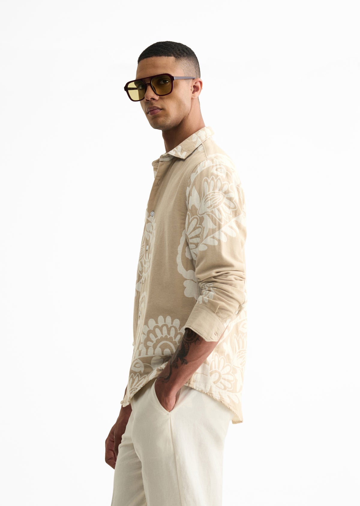 Beige Paisley Pattern Shirt