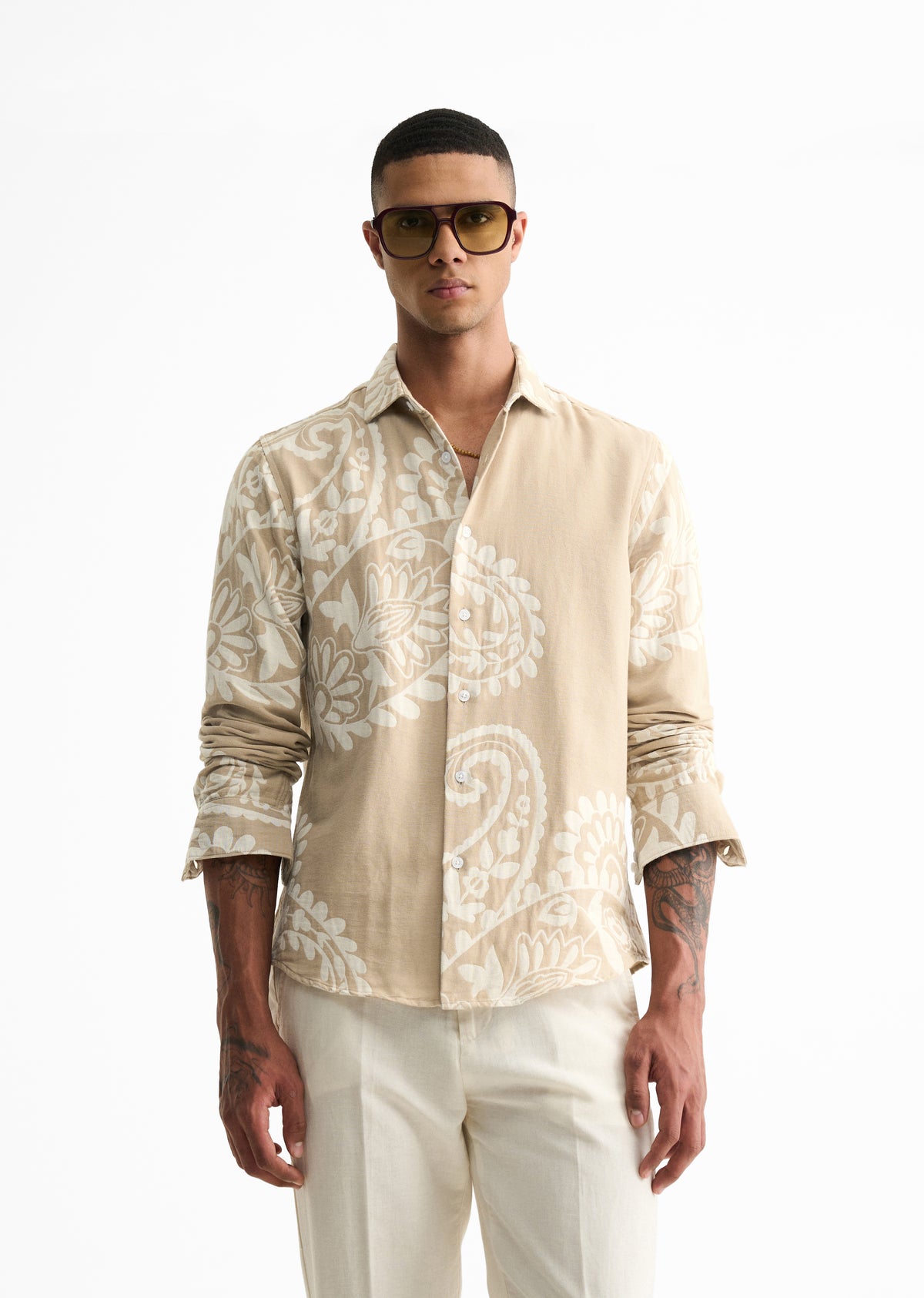 Beige Paisley Pattern Shirt