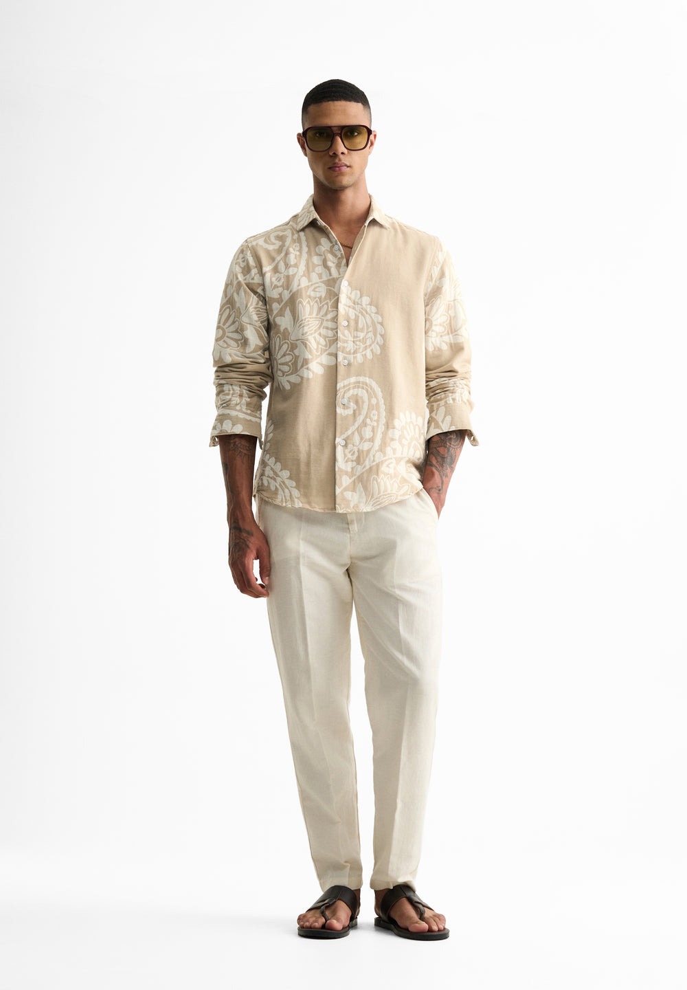 Beige Paisley Pattern Shirt