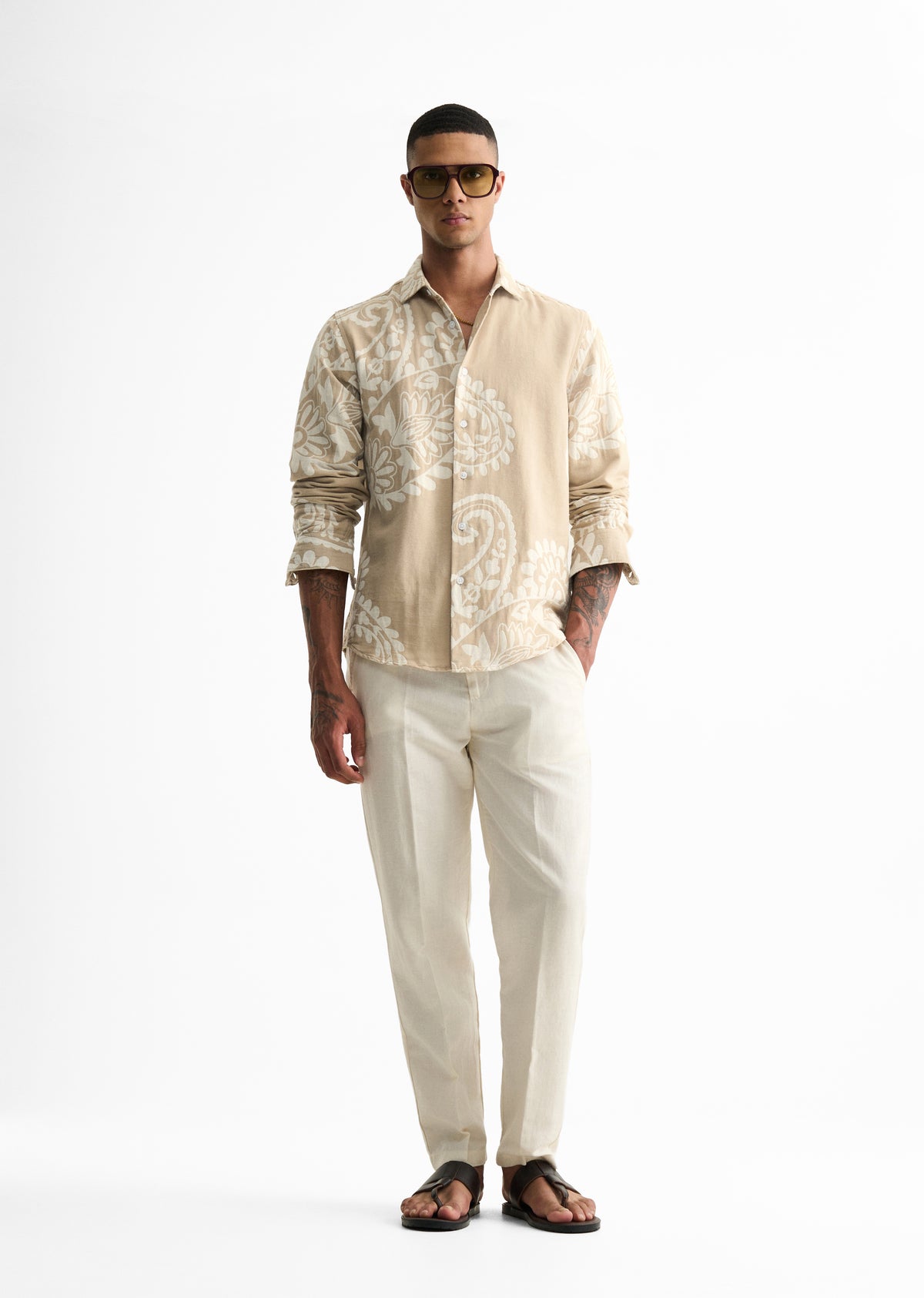 Beige Paisley Pattern Shirt