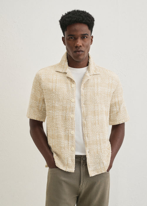 Beige Jacquard Knitted Shirt