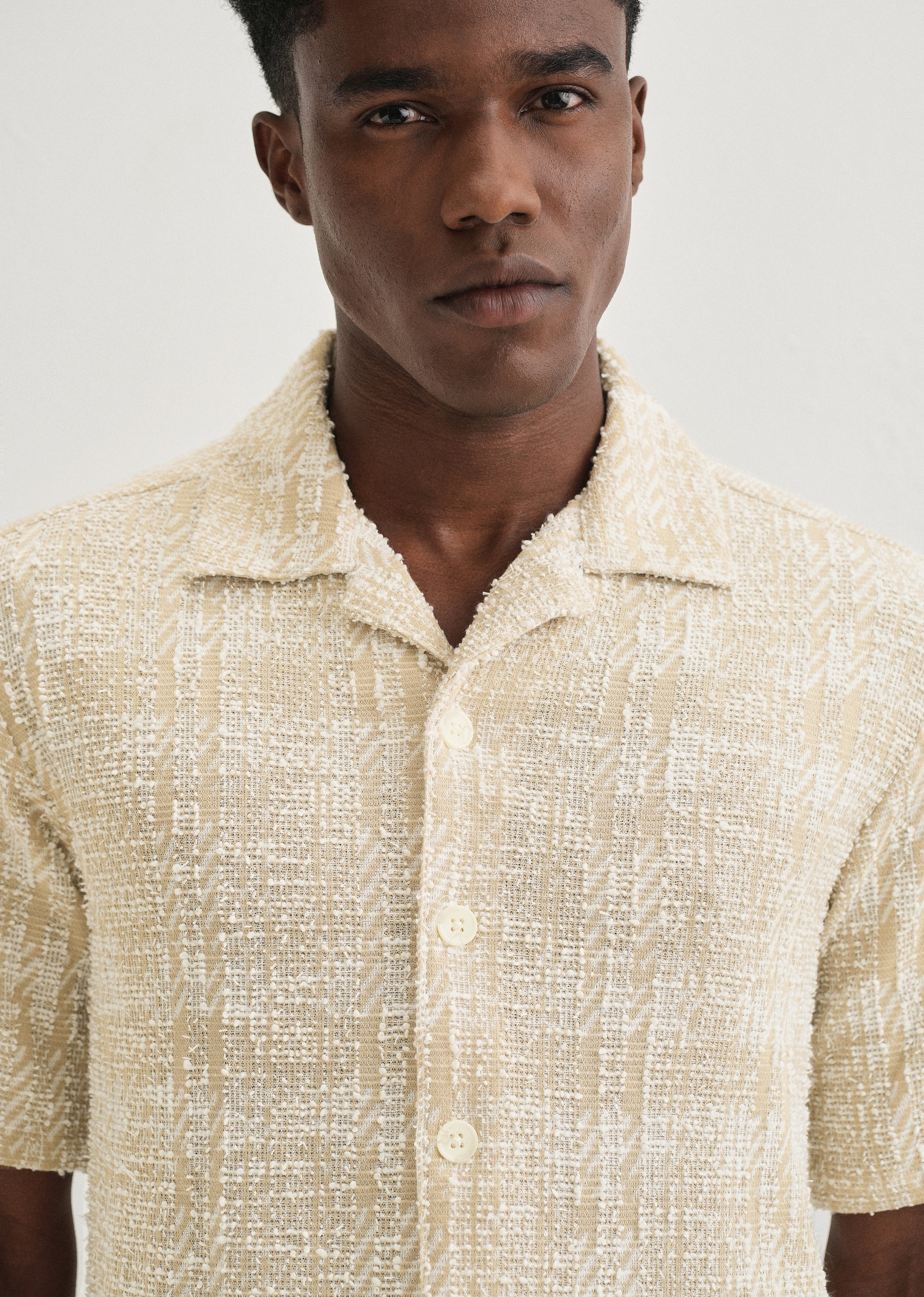 Beige Jacquard Knitted Shirt