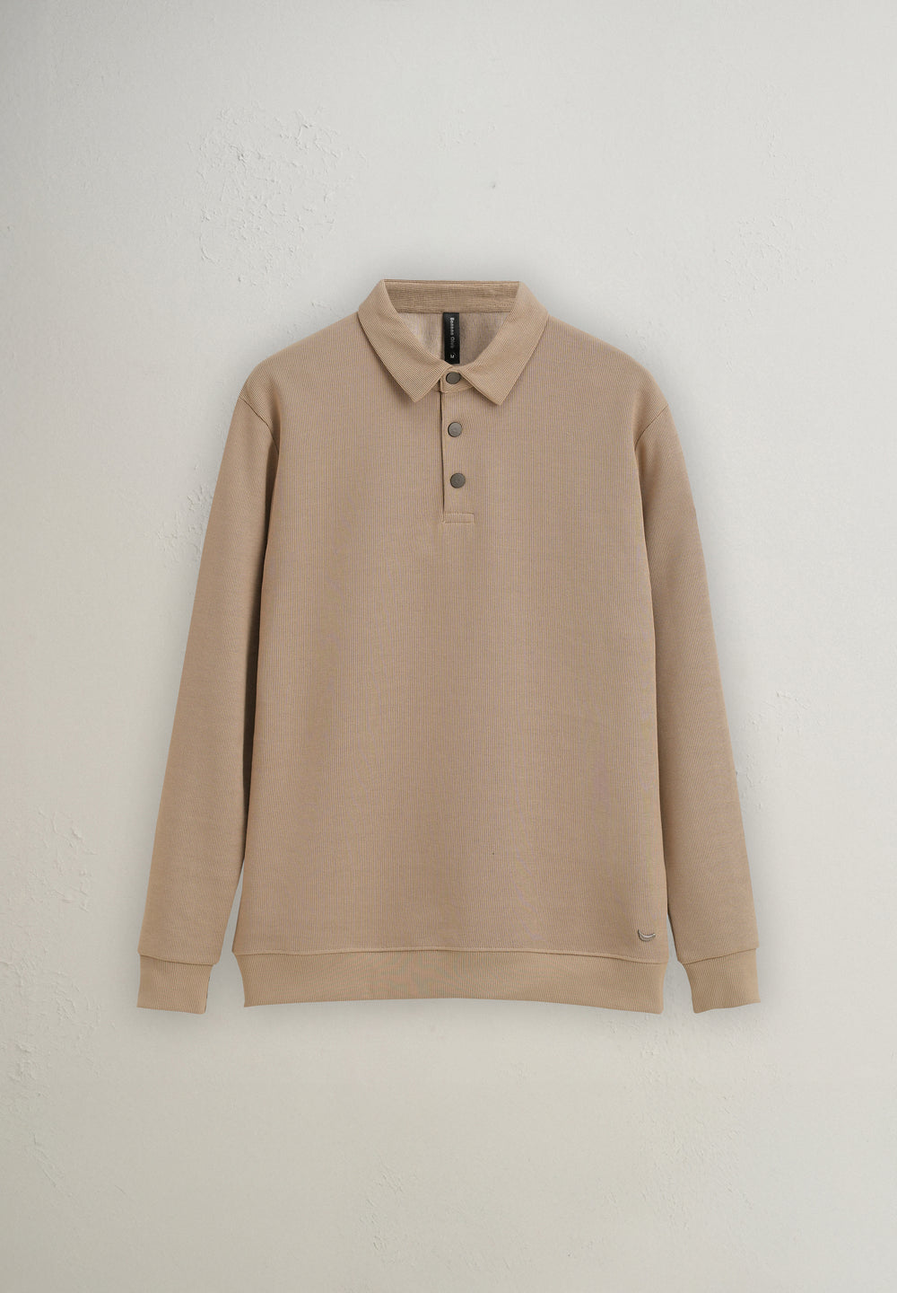 Beige Knitted Polo Sweatshirt