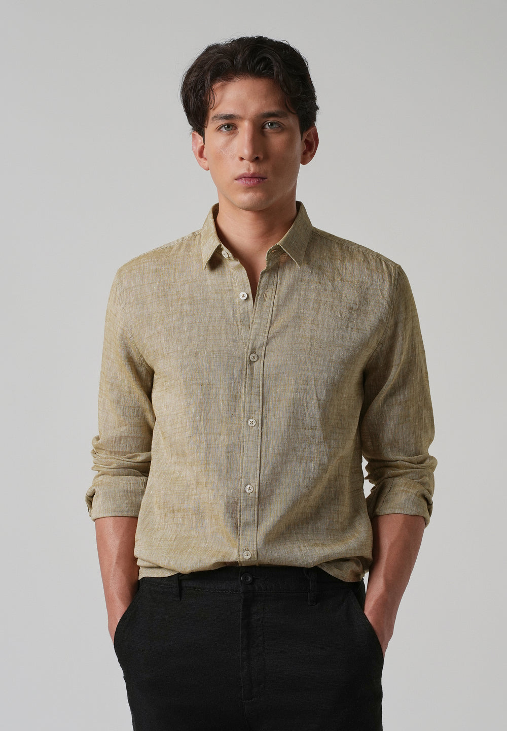 100% Pure Linen Beige Shirt