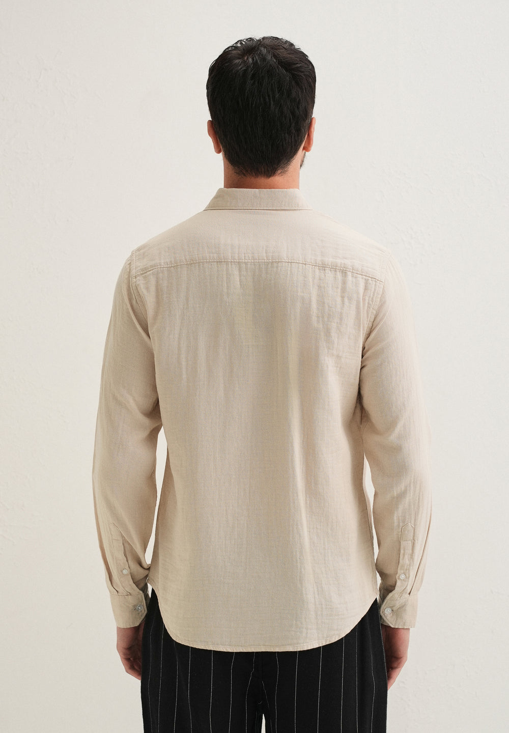 Beige Double Cloth Cotton Shirt