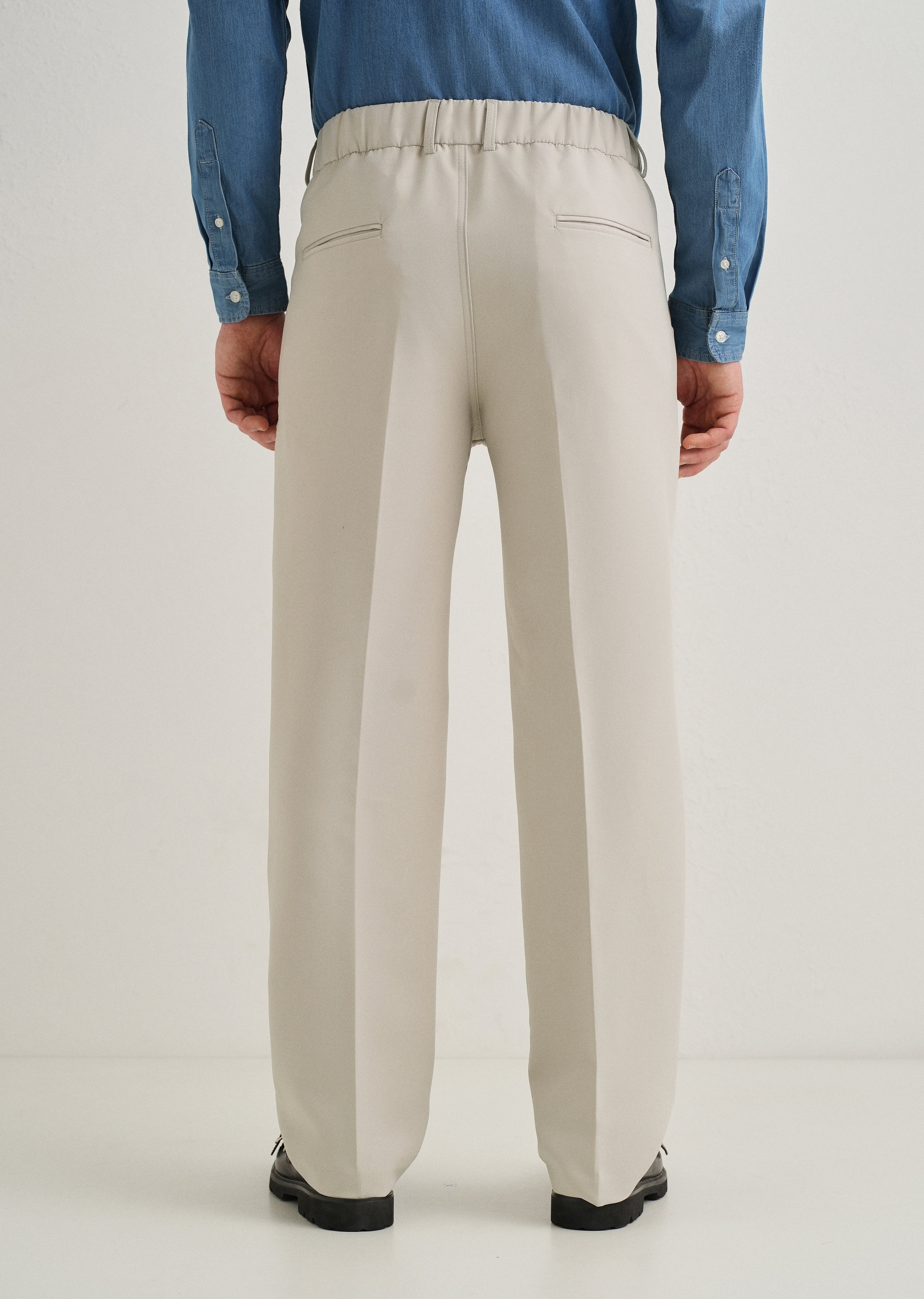 Beige Relaxed Fit Trousers