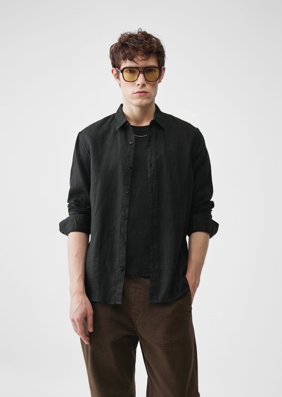 Black 100% Pure Linen Shirt