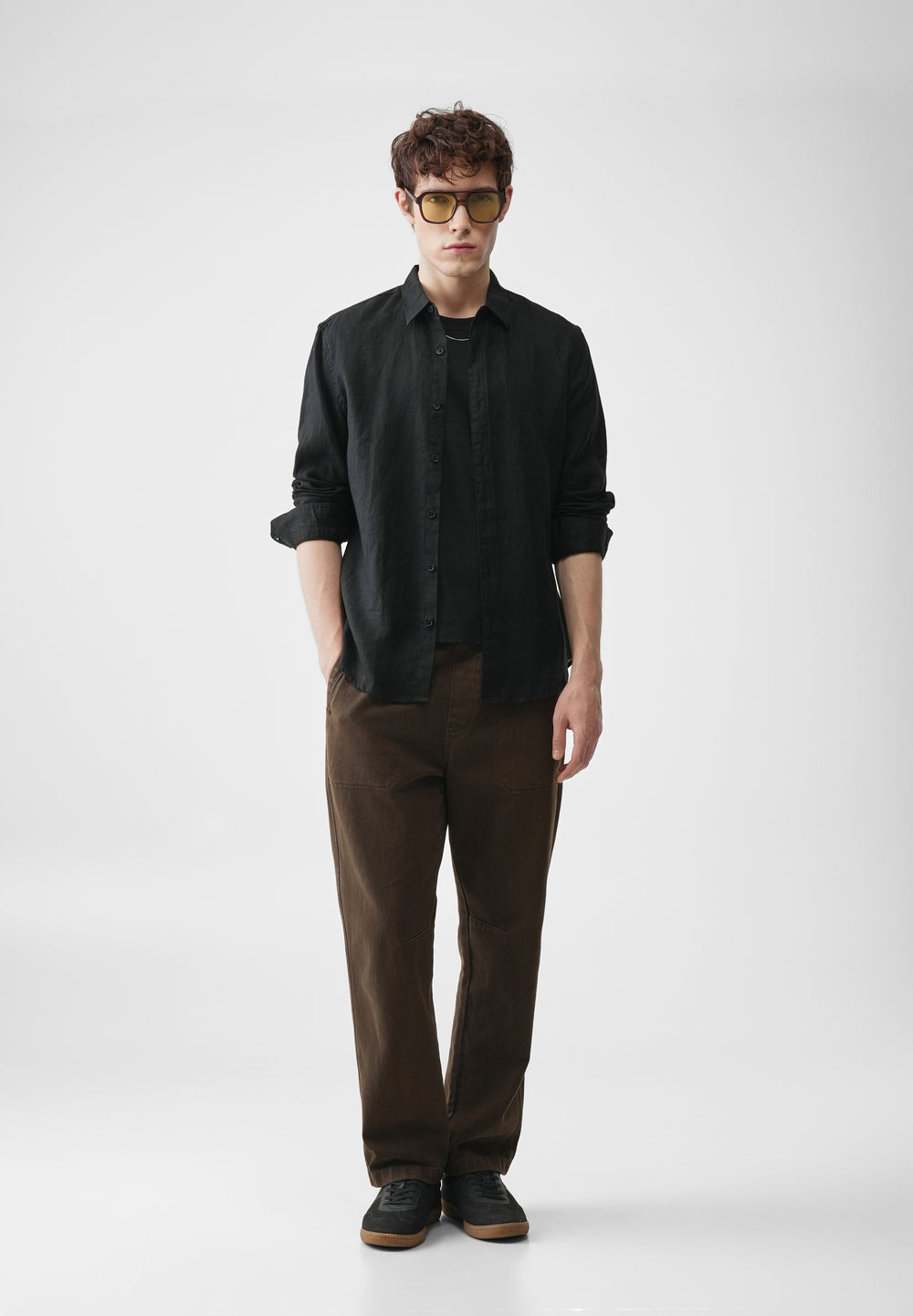 Black 100% Pure Linen Shirt