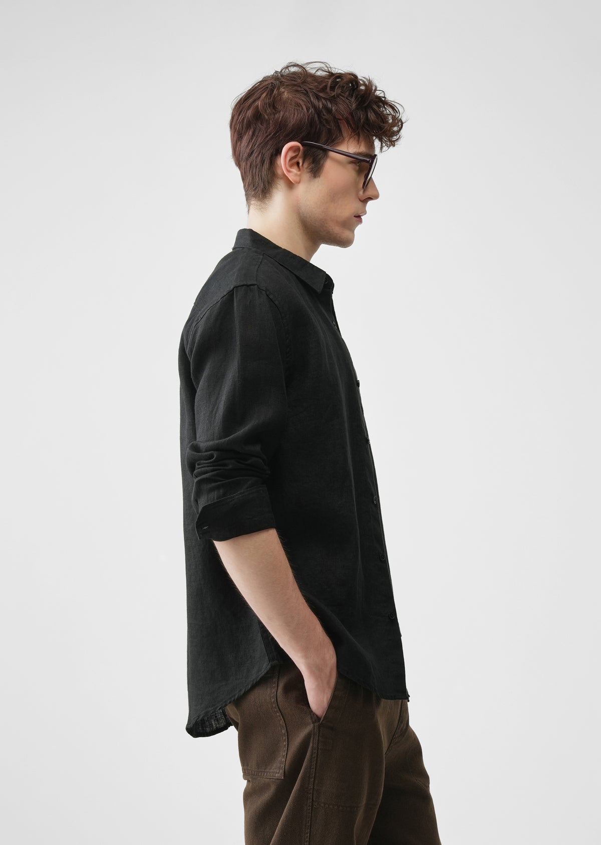 Black 100% Pure Linen Shirt
